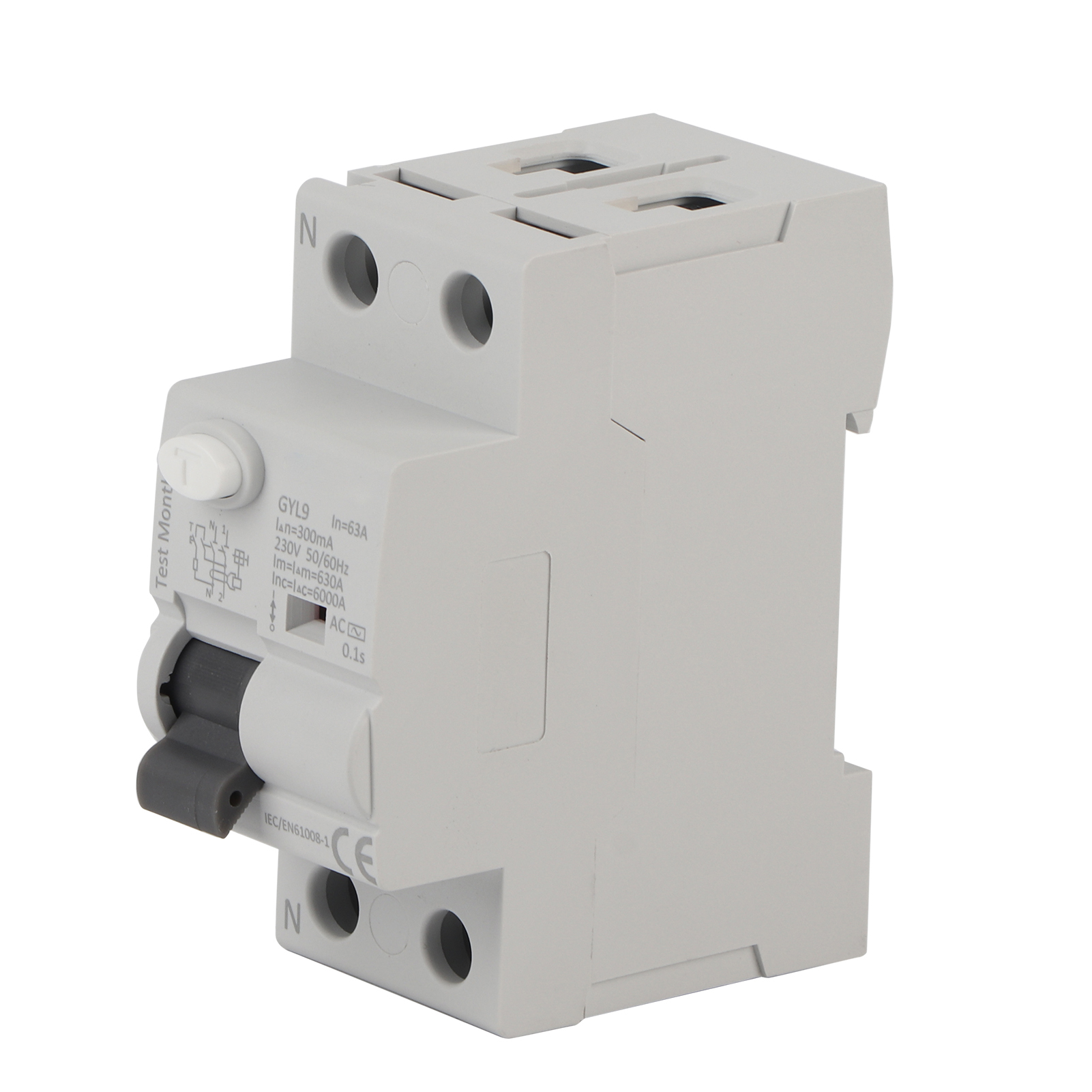 Gyl9 2p 230v 50/60hz Ip20 Leitungsschutzschalter, Fehlerstromschutzschalter, 2p-63a-300ma