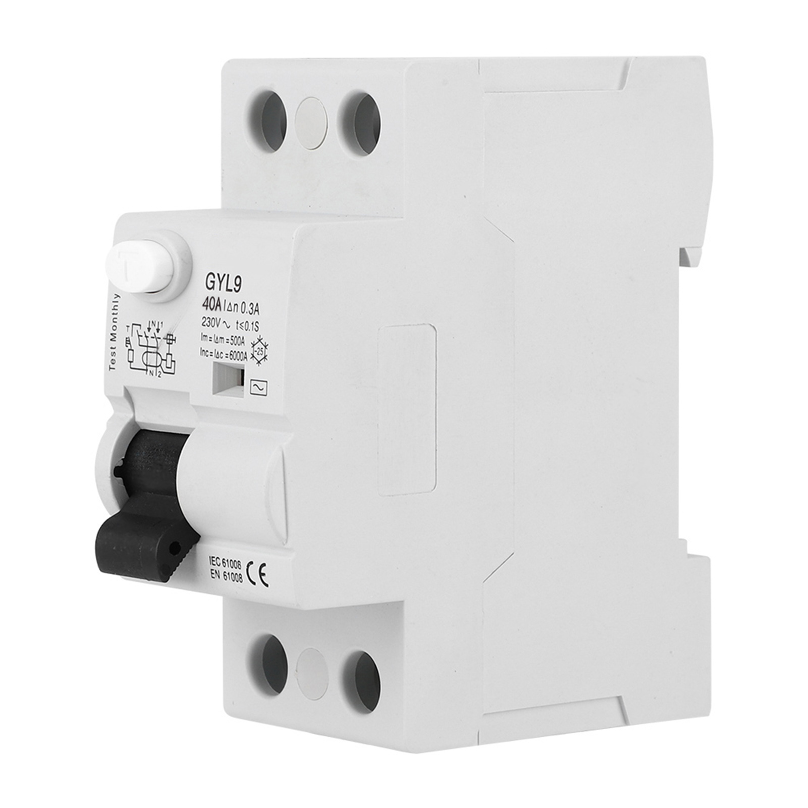 Gyl9 2p 230v 50/60hz Ip20 Leitungsschutzschalter, Fehlerstromschutzschalter, 2p-40a-300ma