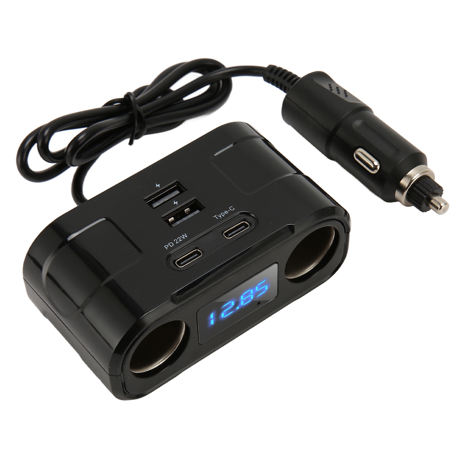 Multifunktionaler Zigarettenanzünderadapter Mit Überspannungsschutz Und Usb-typ-c-ausgang Für Smartphones Und Tablets