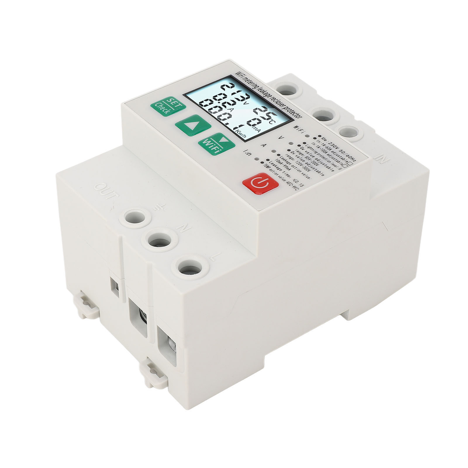 Intelligenter Wifi-leistungsschalter Mit Überspannungs-, Unterspannungs- Und Blitzschutz, Nennstrom Von 1 A Bis 63 A (ac230 50 Oder 60 Hz).