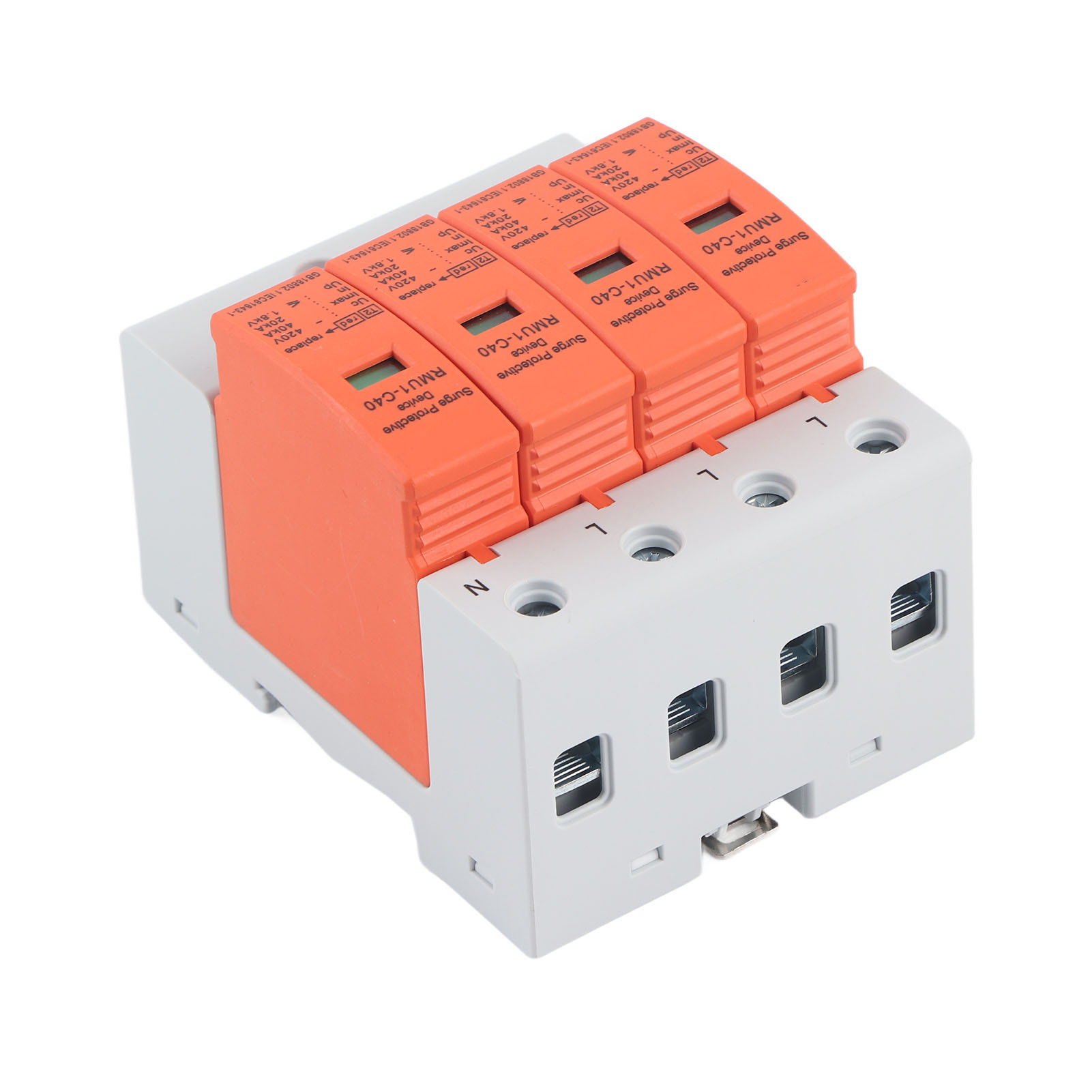 4-poliges Überspannungsschutzgerät, Din-schienenmontage, Mit Anzeige, 420 V Ac, Rmu1-c40