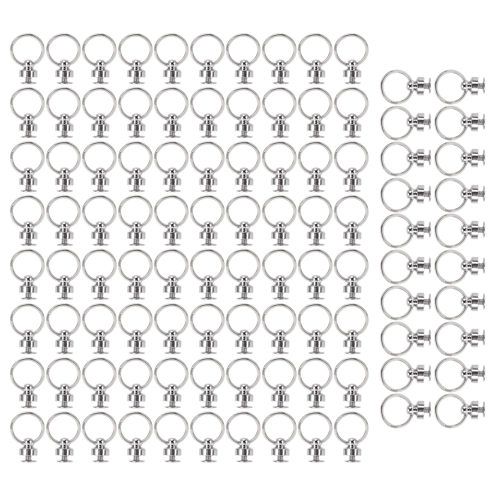 Packung Mit 100 Versilberten Rundkopfnieten, Doppelring-zugringen, Kupfer, Gratfrei, Für Handyhüllen, 8 Mm