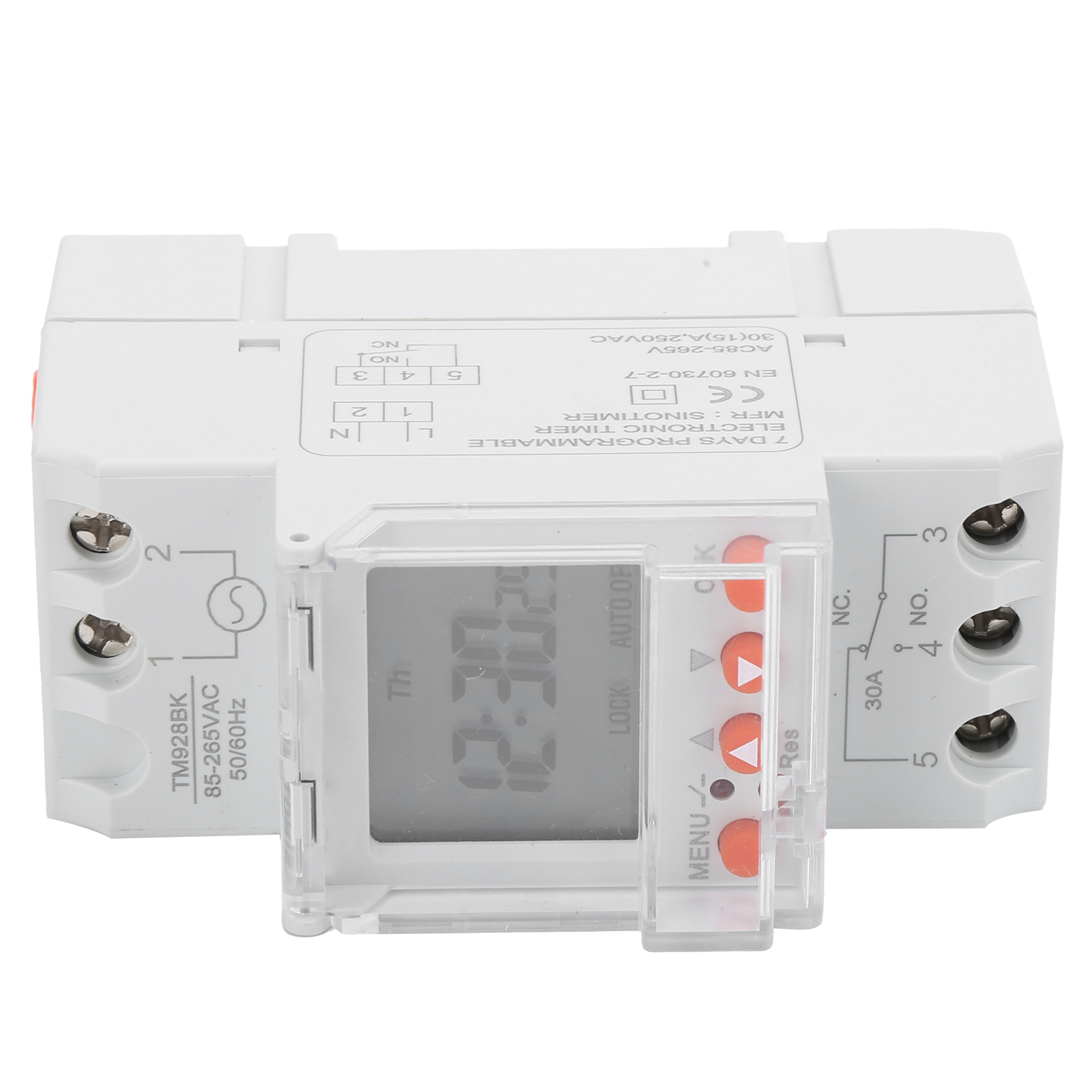 Tm928bk 24-stunden-programmierbarer Digital-/analog-timer Mit Hintergrundbeleuchtetem Lcd-display, Din-schienenmontage, 85–265 V, 30 A