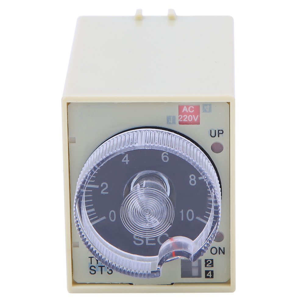 Zeitverzögerungsrelais Mit Einstellbarem Druckknopf, Hochwertige Legierungskontakte, Polycarbonatgehäuse St3pa D, 220 V Ac, 50/60 Hz