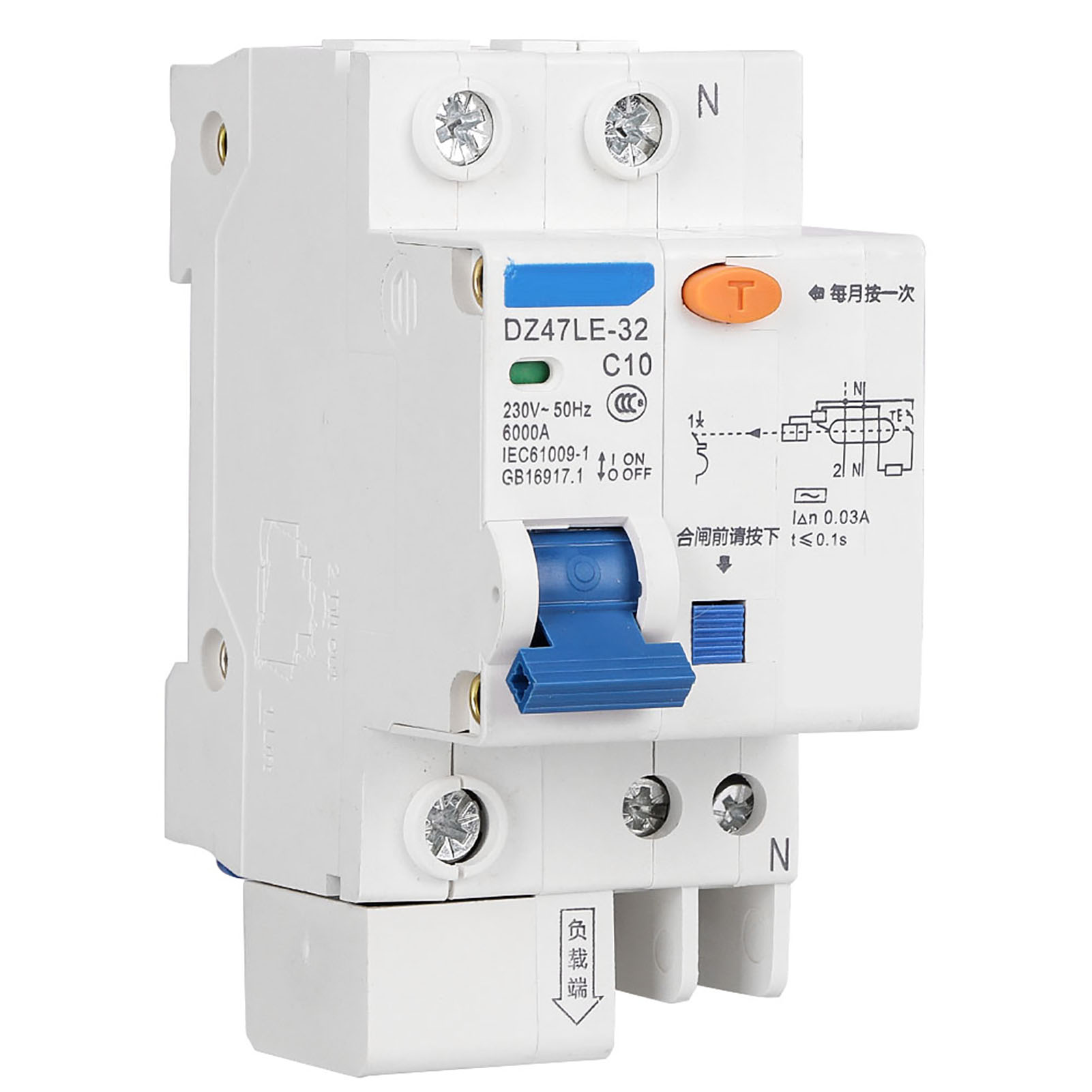 Dz47le 32 1p+n 10a Fehlerstromschutzschalter Mit Überstrom- Und Ableitstromschutz