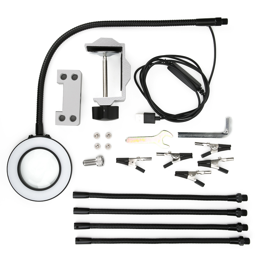 Reparaturtisch Für Leiterplatten Mit Klemme Und 3-facher Led-lupe, Flexiblem Arm Und Hilfsarm.