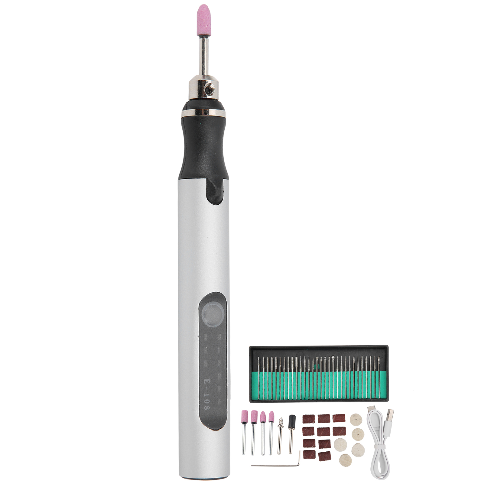 Miniatur-elektrogravierstift, Mini-diy-vibrationsgravierset, Zubehör Zum Entfernen Von Nägeln, Silber