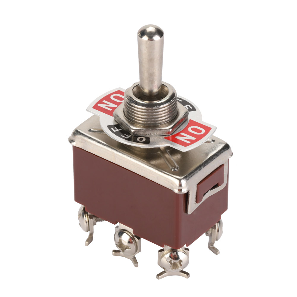 Packung Mit 5 Dpdt-kippschaltern (6-polig), 3 Ein-/aus-positionen, 250 V, 15 A, 12-mm-bohrung