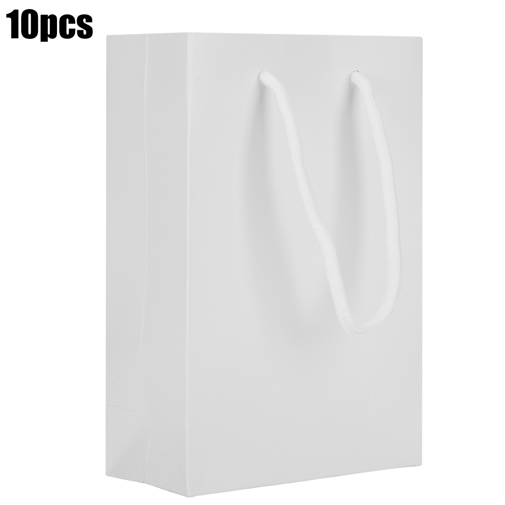 Packung Mit 10 Papierbeuteln Mit Kordelzug, Tragbar, Für Bastelarbeiten, Geschenke, Handtaschen Und Kleidungsverpackungen (weiß).