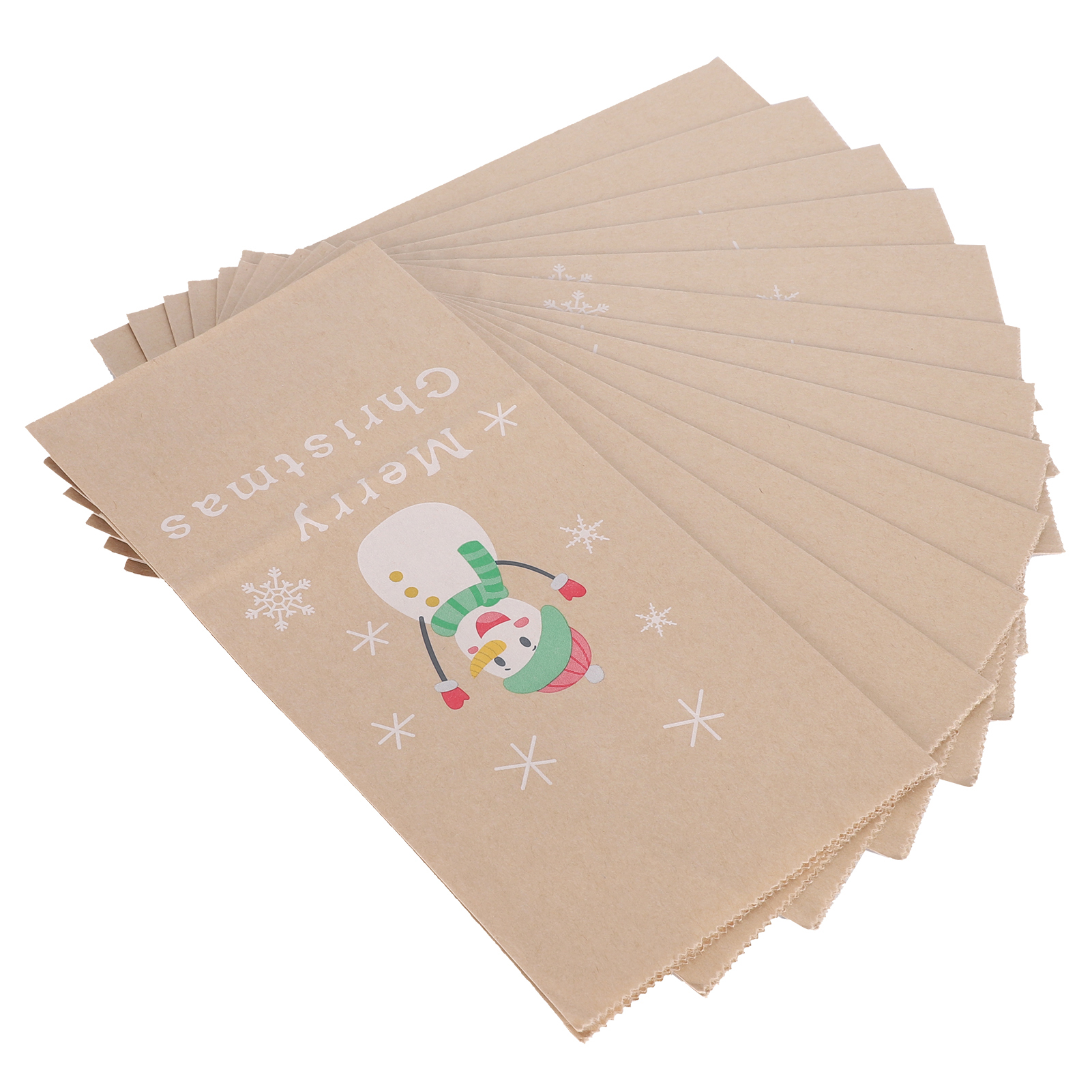 Set Mit 12 Wiederverwendbaren Kraftpapiertüten Für Weihnachten, Geschenkverpackungen Und Kekse.