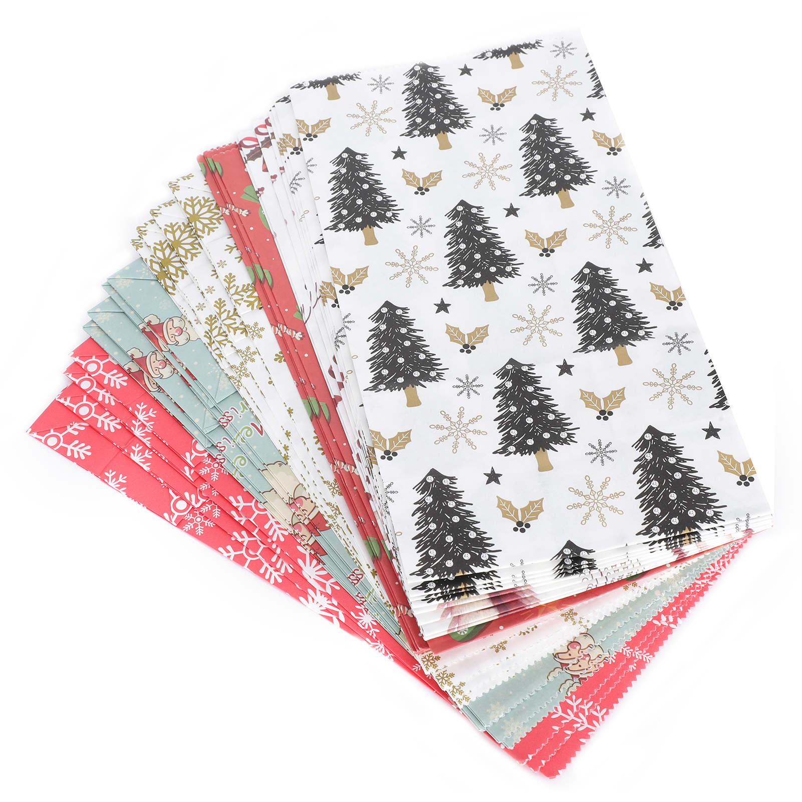 Set Mit 24 Wiederverwendbaren Weihnachtstüten Mit Aufklebern Für Leckereien Und Kekse, Perfekt Zum Basteln.