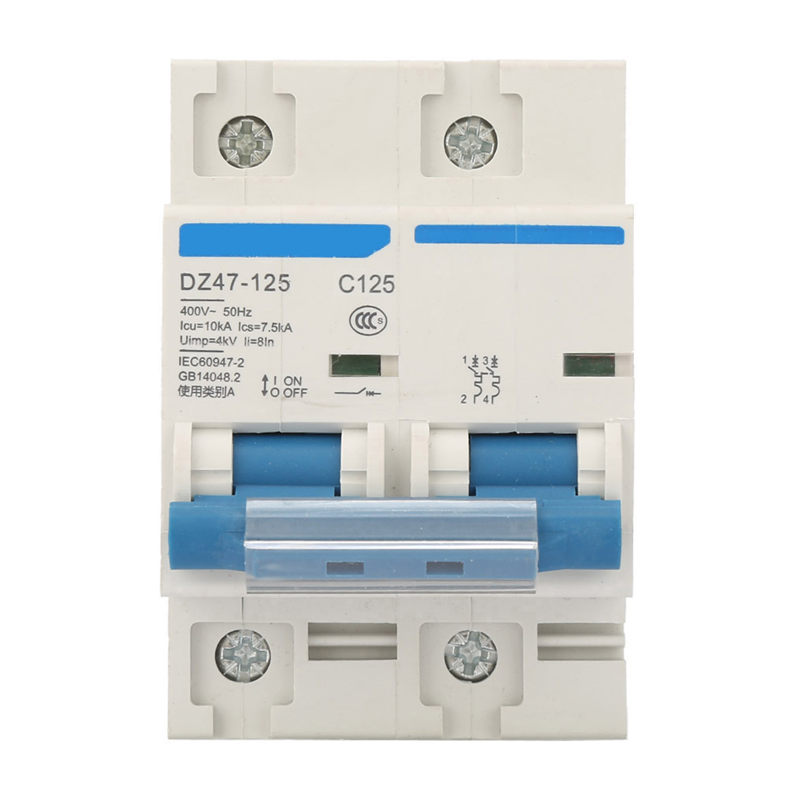 Fehlerstromschutzschalter 400 V 80/100/125 A Dz47-125 2p Miniatur-leistungsschalter (125 A)