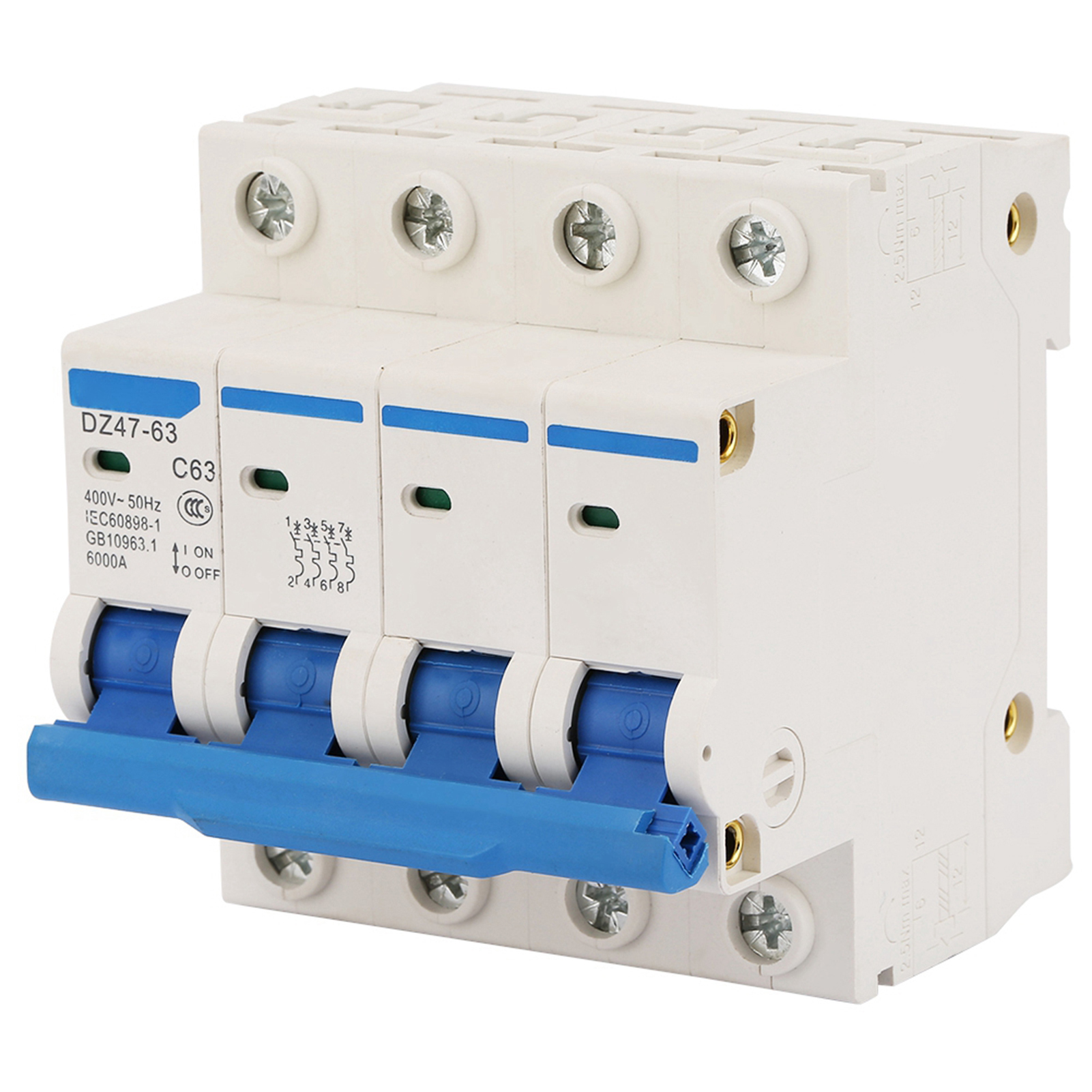 4p 400v/63a Fehlerstromschutzschalter Mit Ableitstromschutz Dz47-63