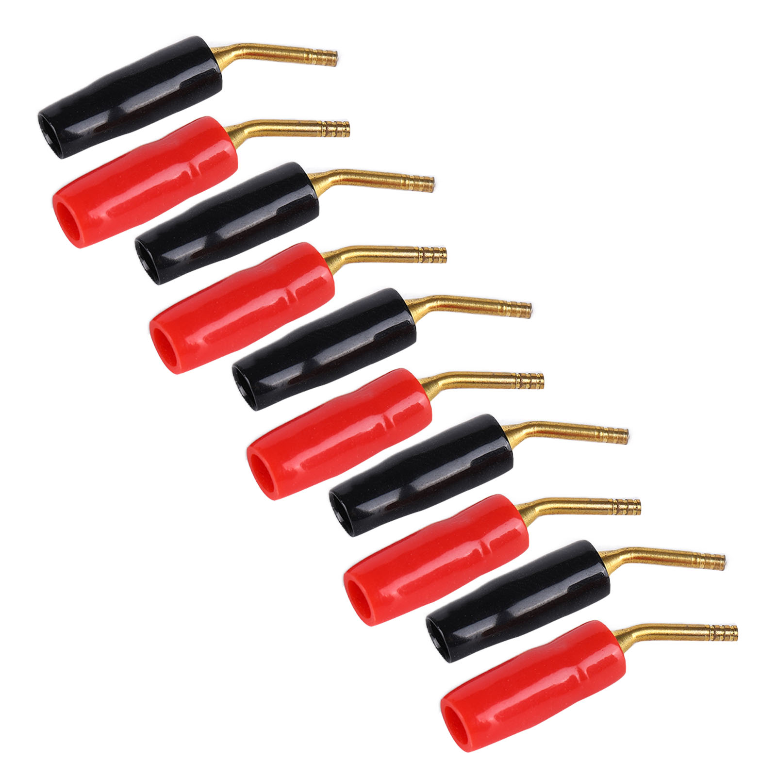 U44 Packung Mit 5 Vergoldeten Lautsprechersteckern, Abgewinkelte Audio-steckverbinder Aus Schwarzem Und Rotem Kupfer