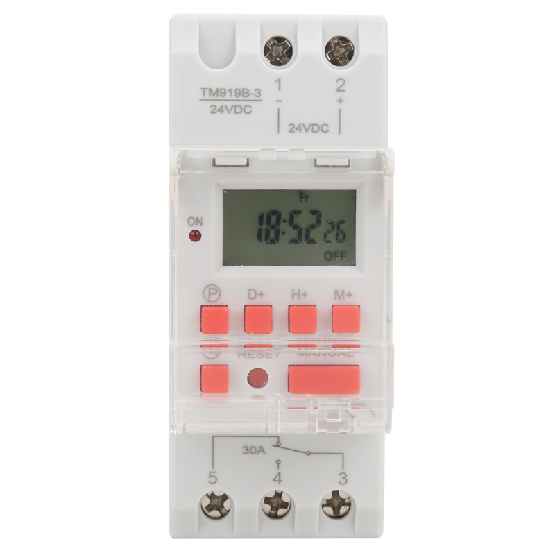 12/24-stunden-wochentimer, 30 A, 24 V Dc, Mit Lcd-display Und Programmierbarem Relais