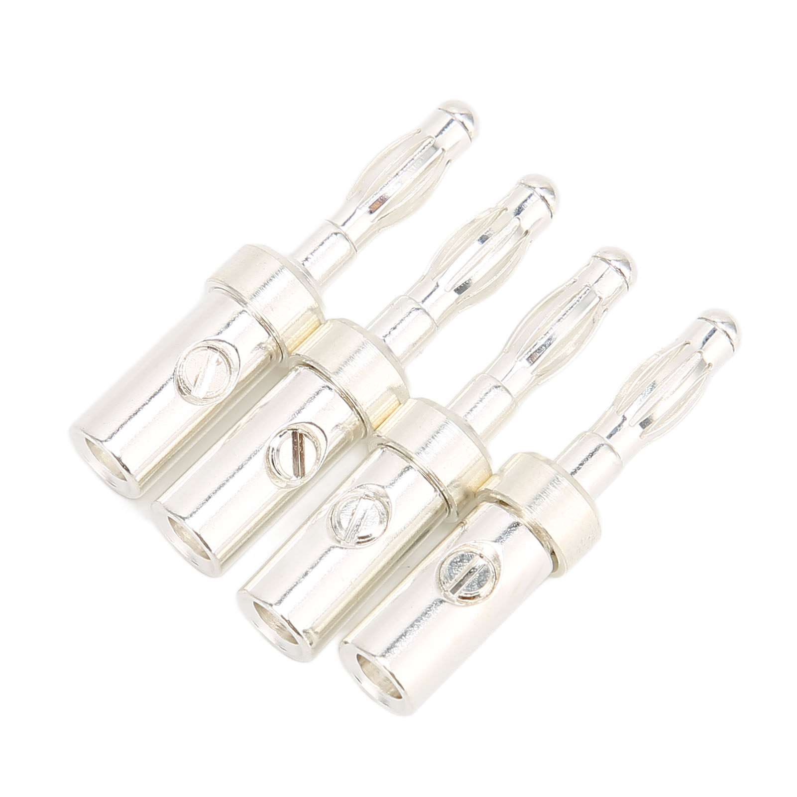 Set Mit 4 Bananensteckern Für Lautsprecher, Korrosionsbeständige Silberoberfläche, Für 4,5 Mm / 0,18 Zoll Lautsprecherkabel