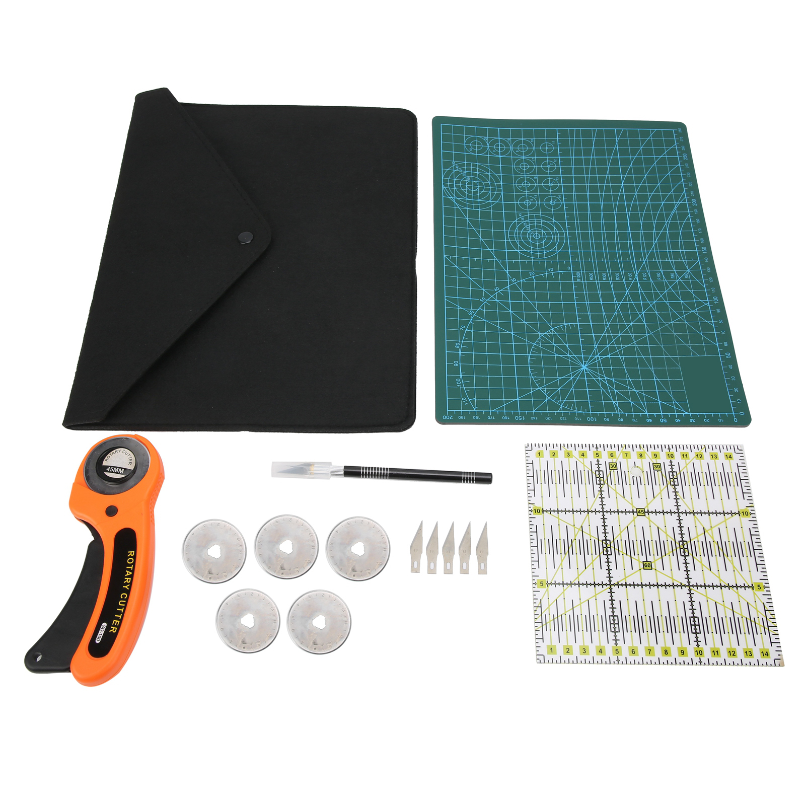 Lederschneidset Mit Rotationsfunktion, Schnitzwerkzeug, Schneideplatte, Graviermesser, Patchwork-lineal
