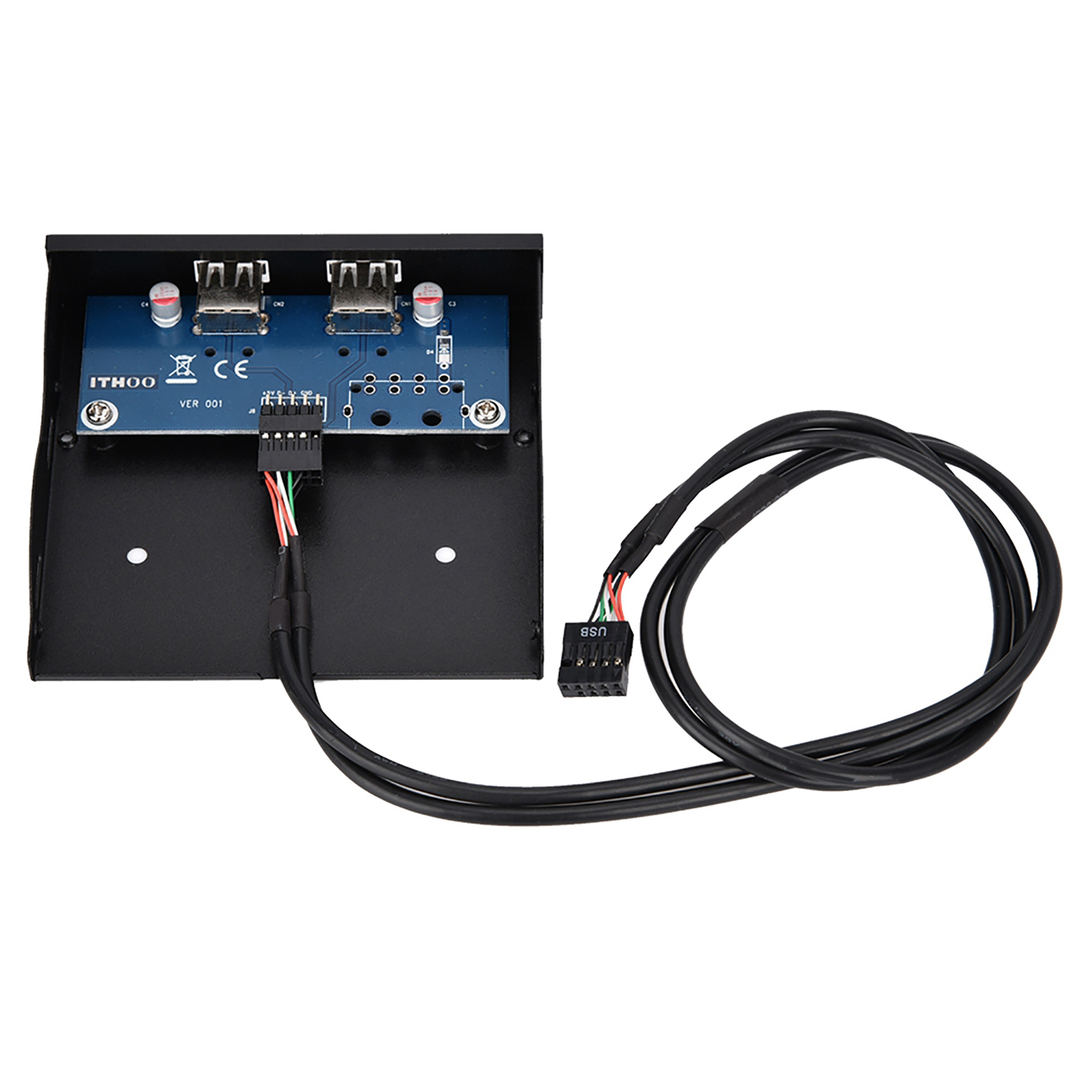 Frontplatte Eines 3,5-zoll-usb-2.0-diskettenlaufwerks Mit 2 Anschlüssen Und Einem 9-poligen Verzinnten Kupferstecker