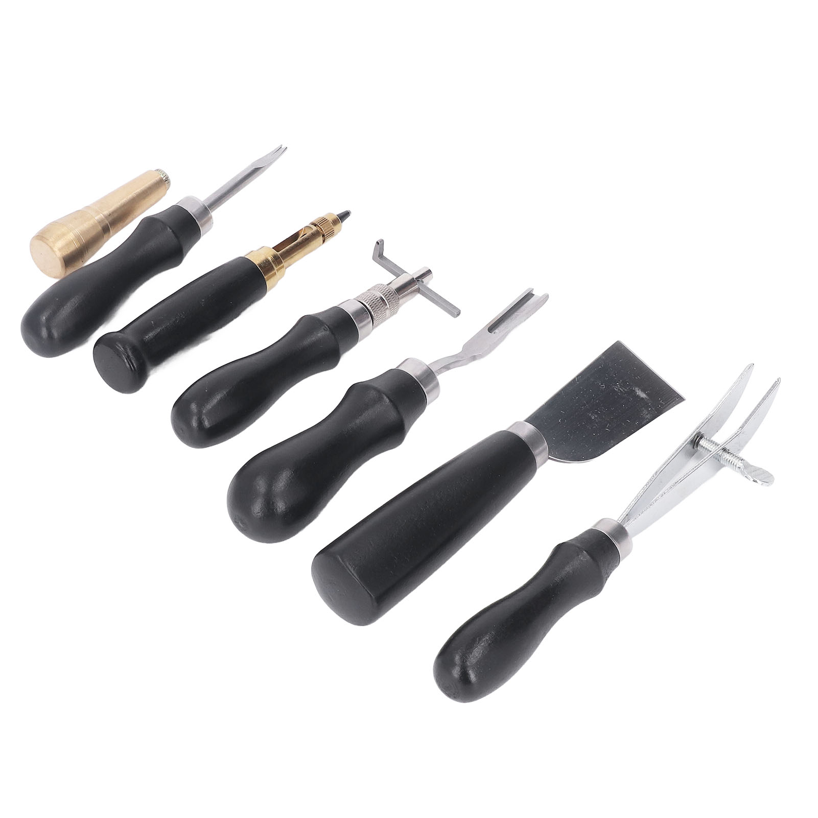 Werkzeuge Für Die Lederverarbeitung: Ledermesser, Ahle, Nadel, Aufbewahrungsbox. Werkzeuge Zur Herstellung Von Handtaschen, Geldbörsen Und Gürteln.