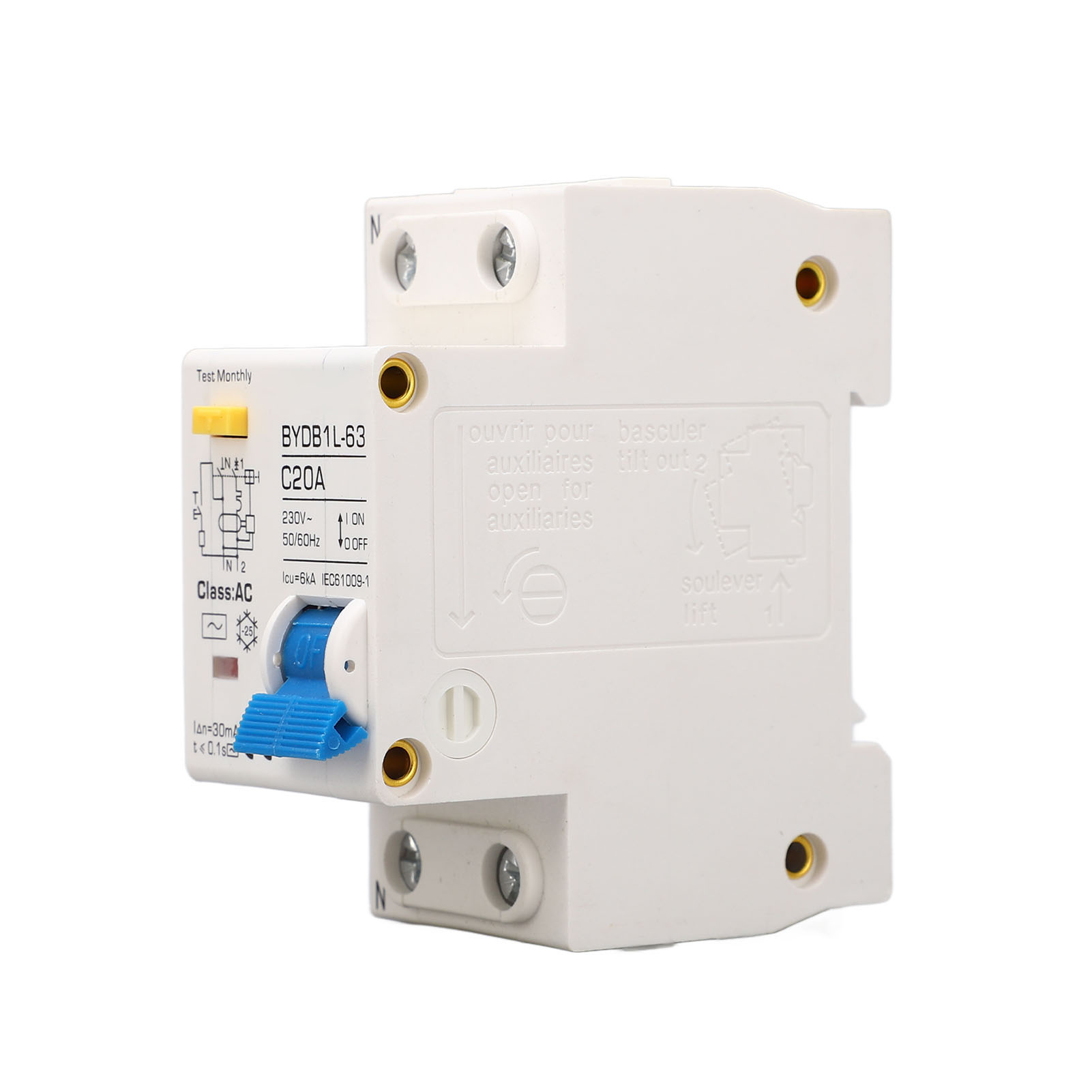 Fehlerstromschutzschalter, Gehäuse Aus Flammhemmendem Pa66, 20 A, 1-polig, Für Den Hausgebrauch, 230 V