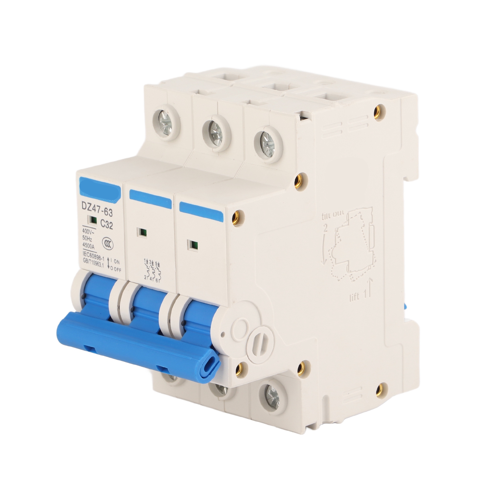Fehlerstromschutzschalter Dz47-63 3p 32a 400v