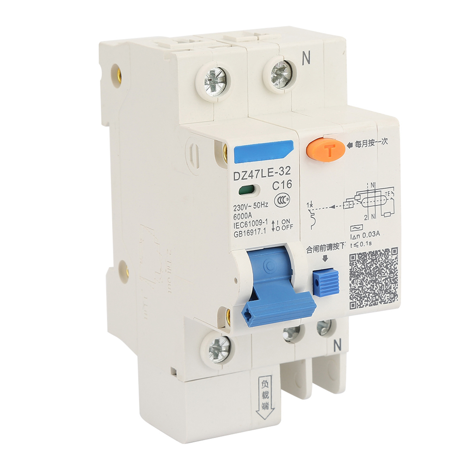 Dz47le 32 1p+n 16a 230v (16a) Schutzschalter Mit Fehlerstromschutzschalter