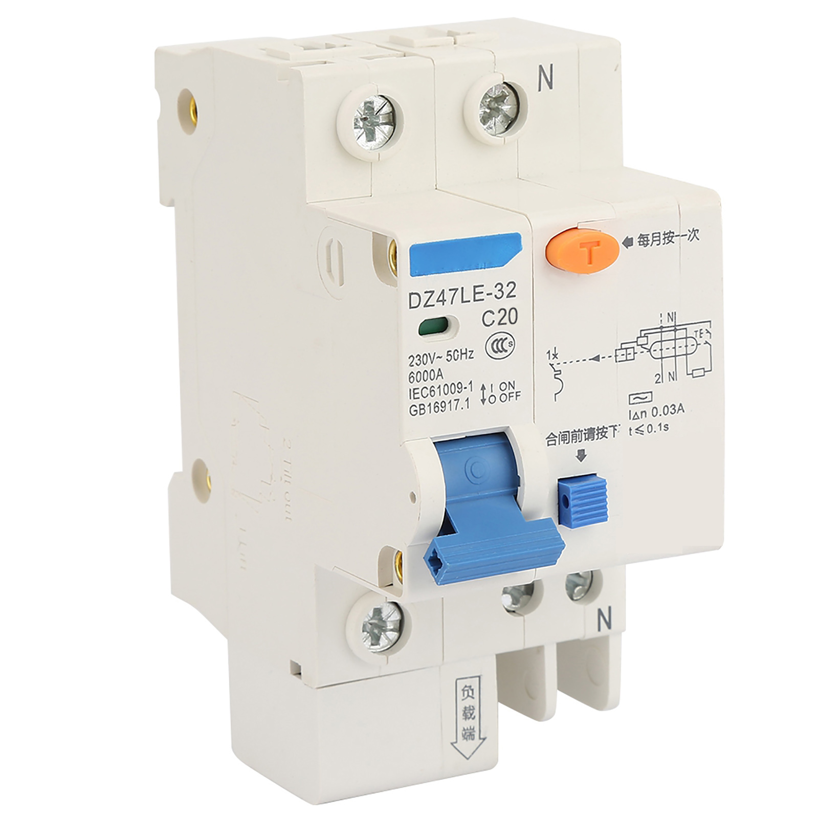 Dz47le 32 1p+n 20a 230v (20a) Schutzschalter Mit Fehlerstromschutzschalter