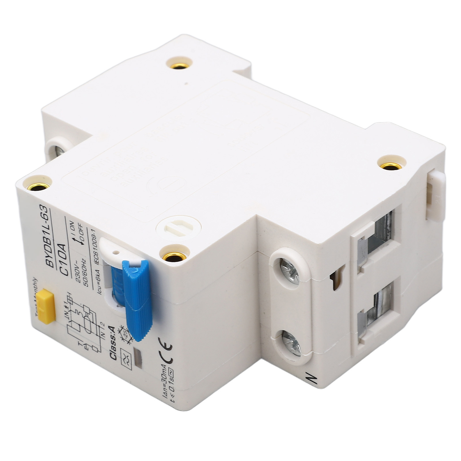 1p+n-leistungsschalter Mit Ableitstromschutz, 10 A, 230 V Ac, Din-schienenmontage, Für Den Hausgebrauch