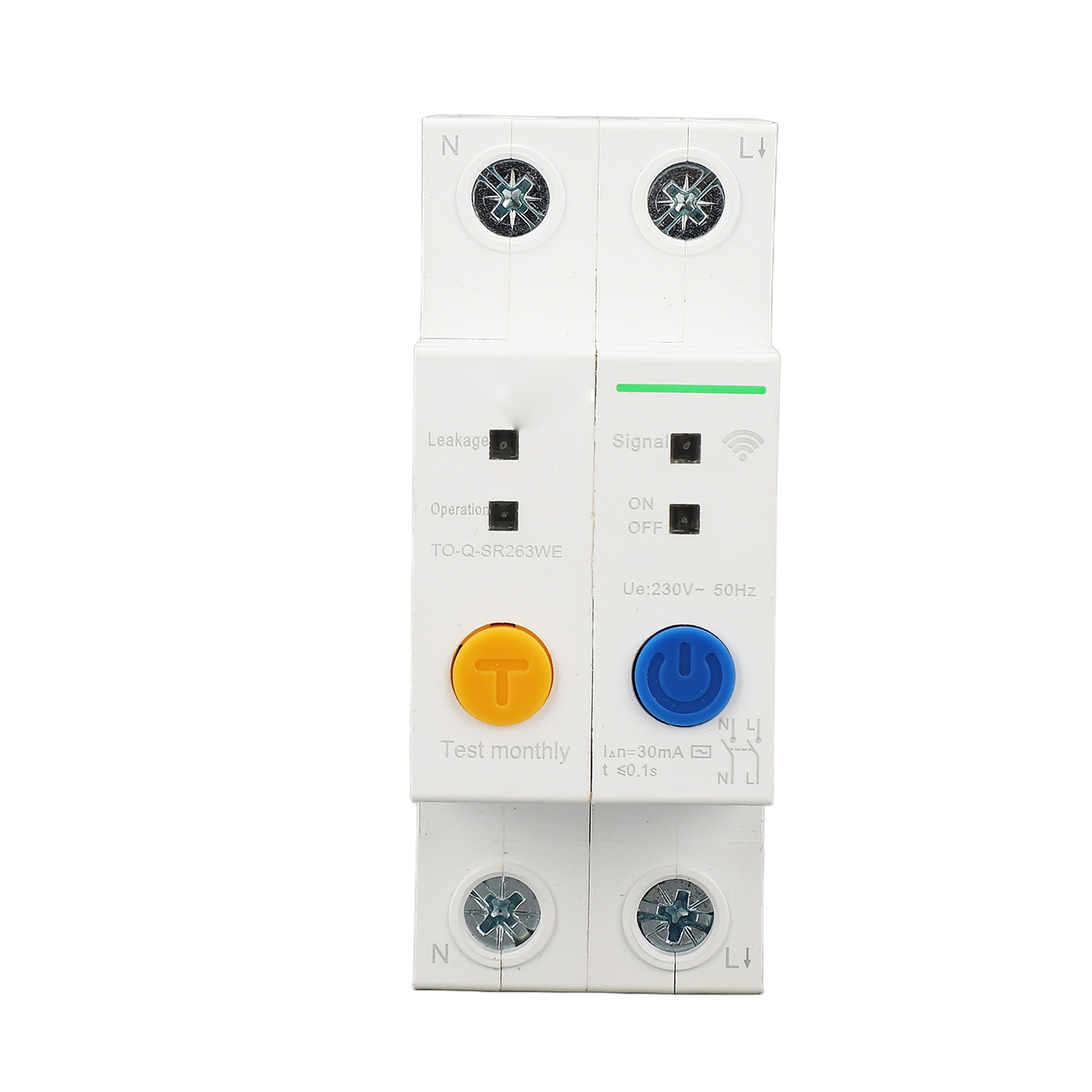 2-poliger Ac230v-leistungsschalter Mit Wlan-fernsteuerung, Zeitverzögerung Und Echtzeitüberwachung, Din-schienenmontage, 32 A