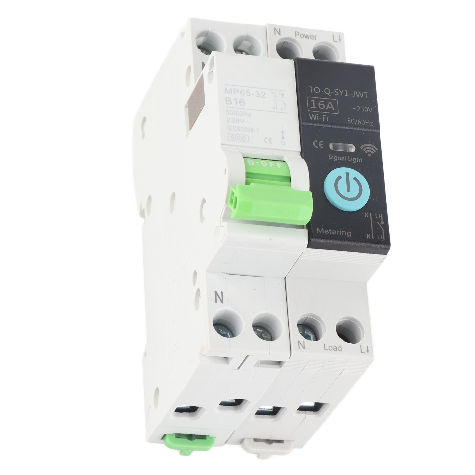 Intelligenter 1p+n-wlan-leistungsschalter Mit Zähler, 6 Ka Abschaltvermögen, Fernbedienung, 16 A, 230 V Wechselstrom