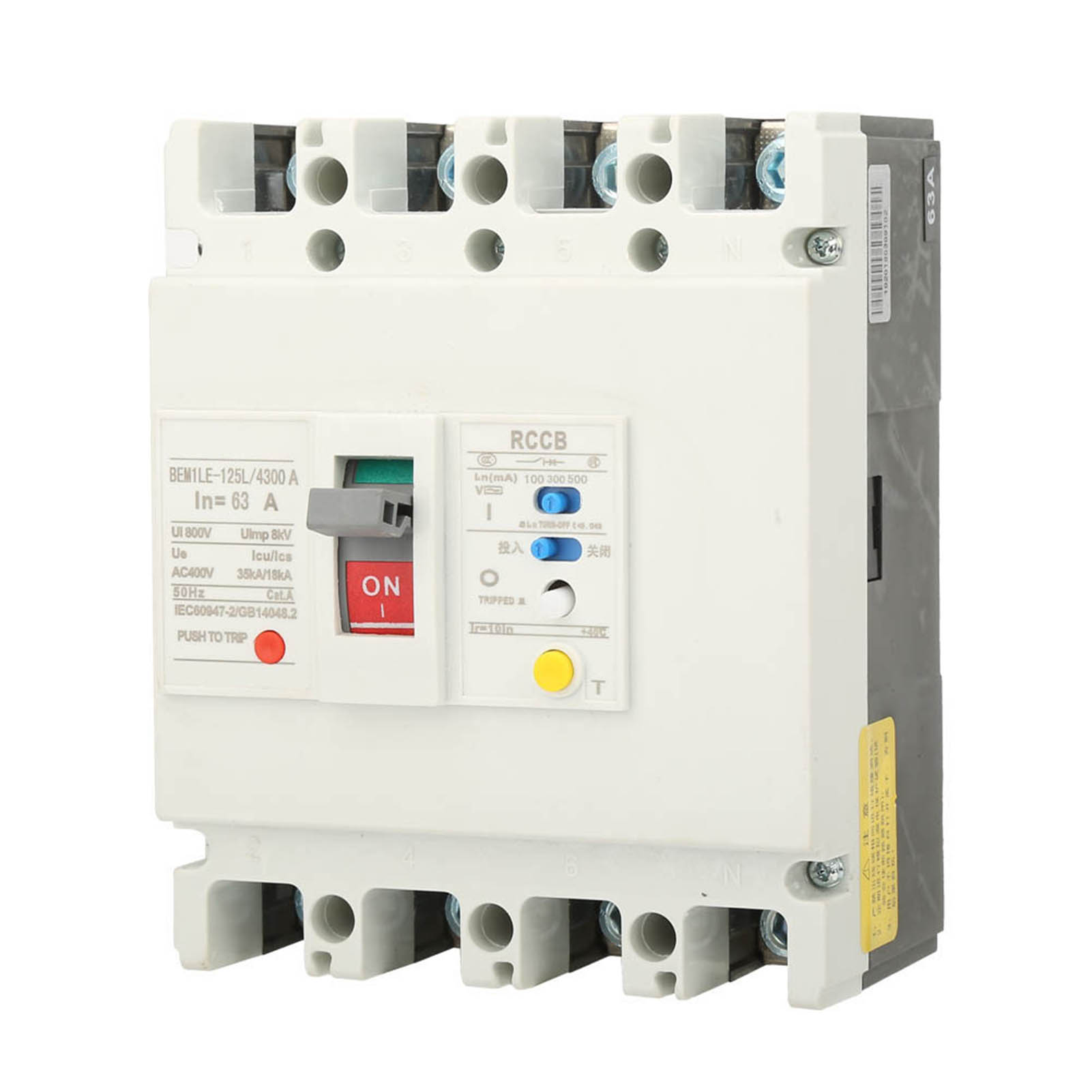 Fehlerstromschutzschalter 3p+n (rccb) 800v (63a)