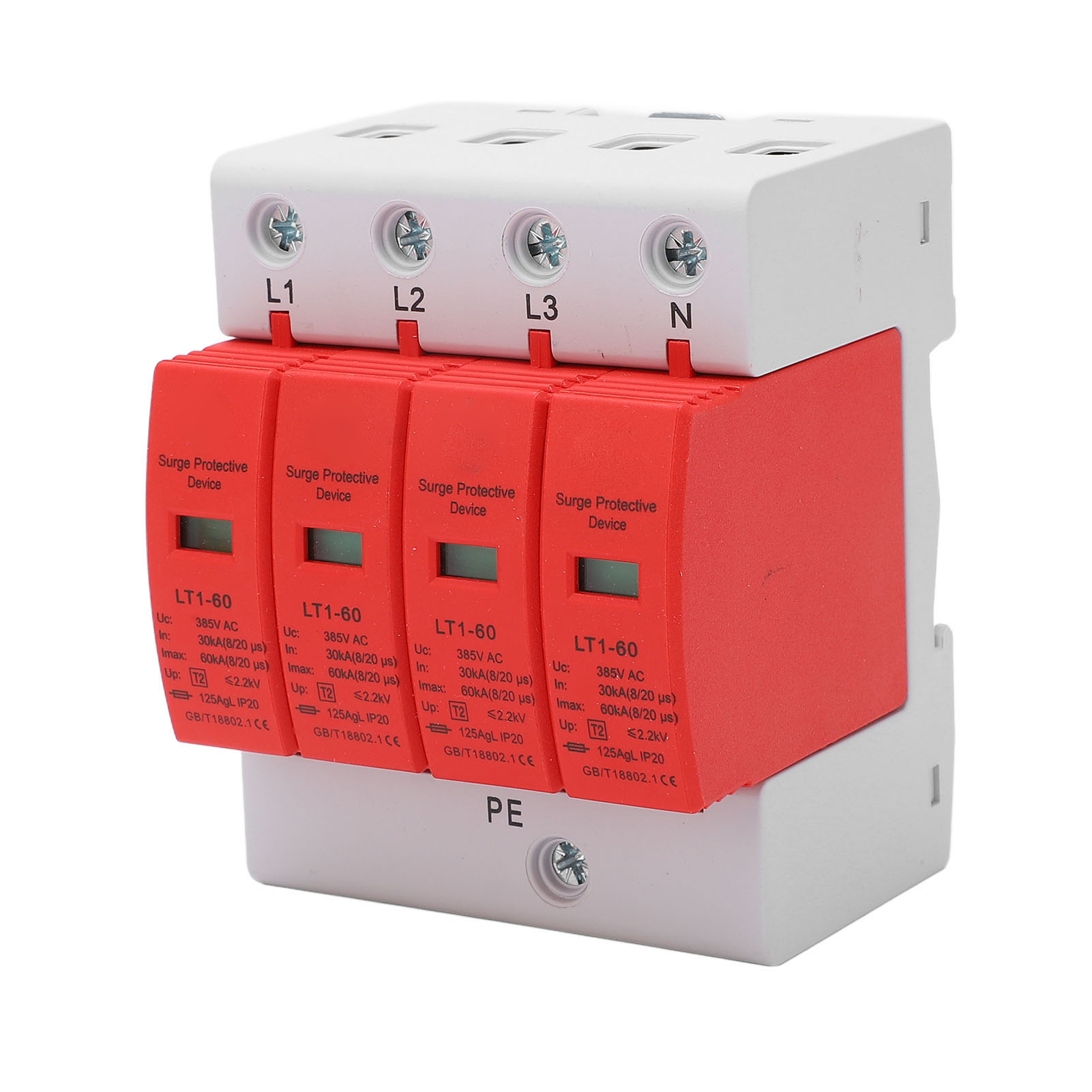 4-poliges Überspannungsschutzgerät, Flammhemmendes Gehäuse, Einfache Installation, Ac385v 30 Ka Bis 60 Ka Überspannungsableiter