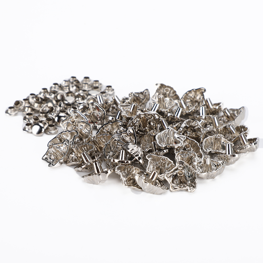 50 Sets Dekorativer Nieten Aus Silberlegierung Für Armbänder, Taschen, Kleidung Und Lederarbeiten.