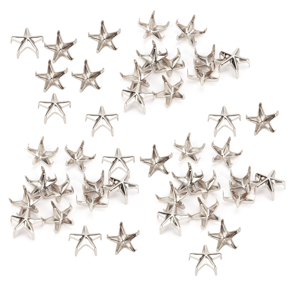 200 Fünfzackige Sternnieten, Sternförmige Krallennieten, Dekorative Accessoires Für Taschen Und Hüte, 10 Mm, Silber
