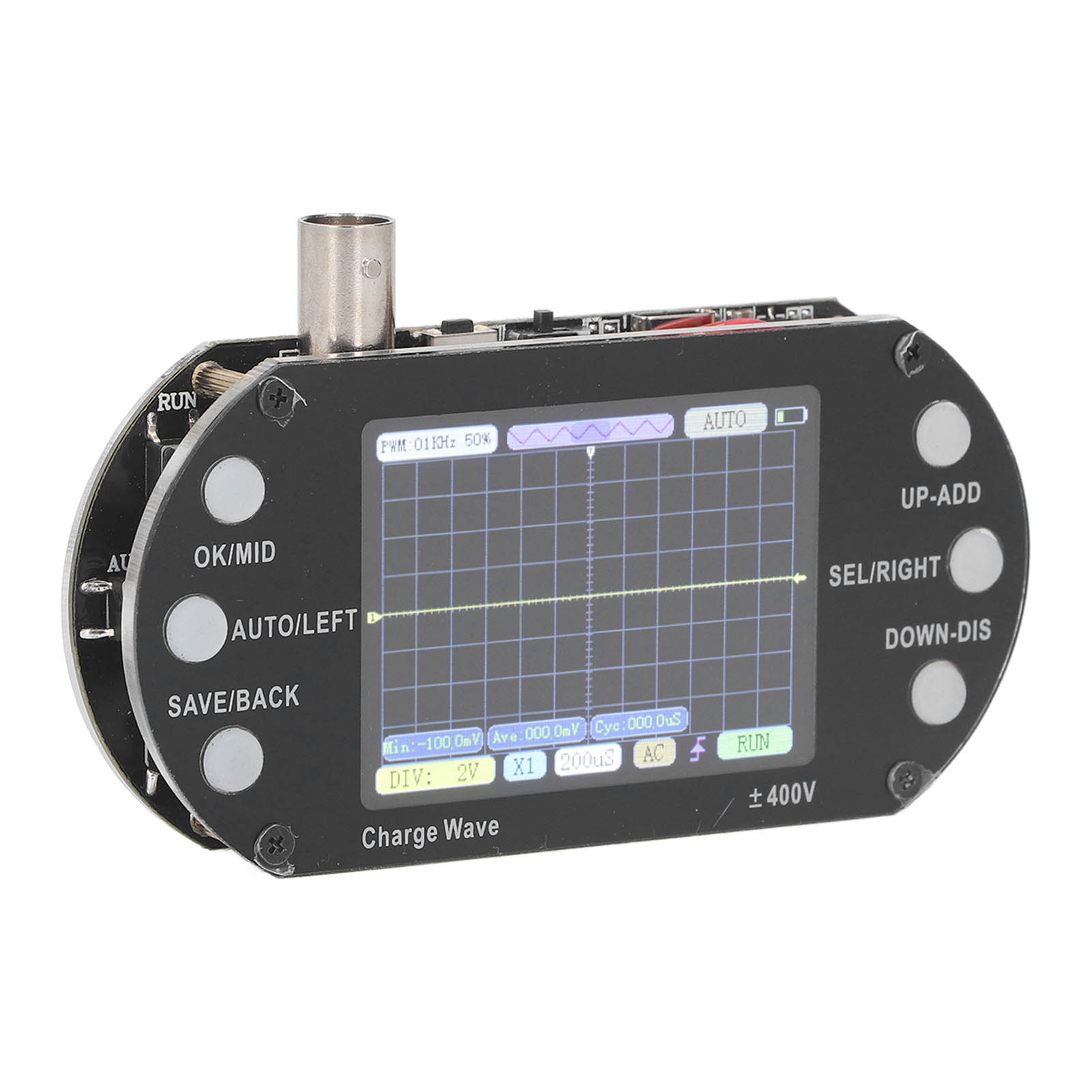 Digitales Oszilloskop, 2,5 Mhz Abtastfrequenz, 2,4-zoll-tft-bildschirm, 320 X 240 Pixel Auflösung, Transistorbasierte Signalformanzeige