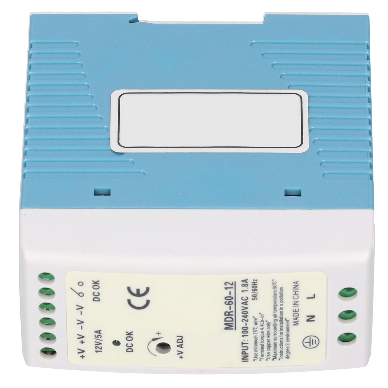 Ultraflaches Berm-schaltnetzteil Für Die Schienenmontage, Abs-gehäuse, Mdr-60-12, 60 W/12 V/5 A