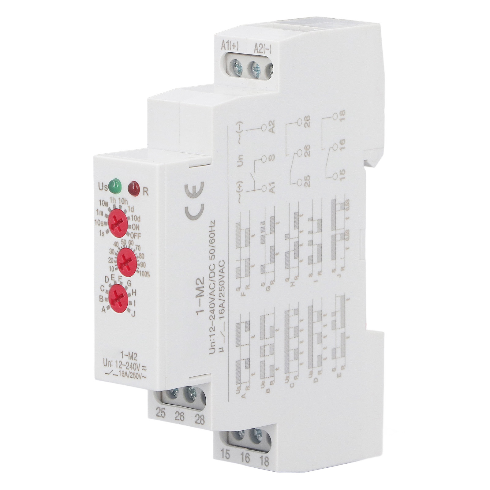 Öffner, Multifunktionales Zeitverzögerungsrelais Zur Din-schienenmontage, 12–240 V Ac/dc