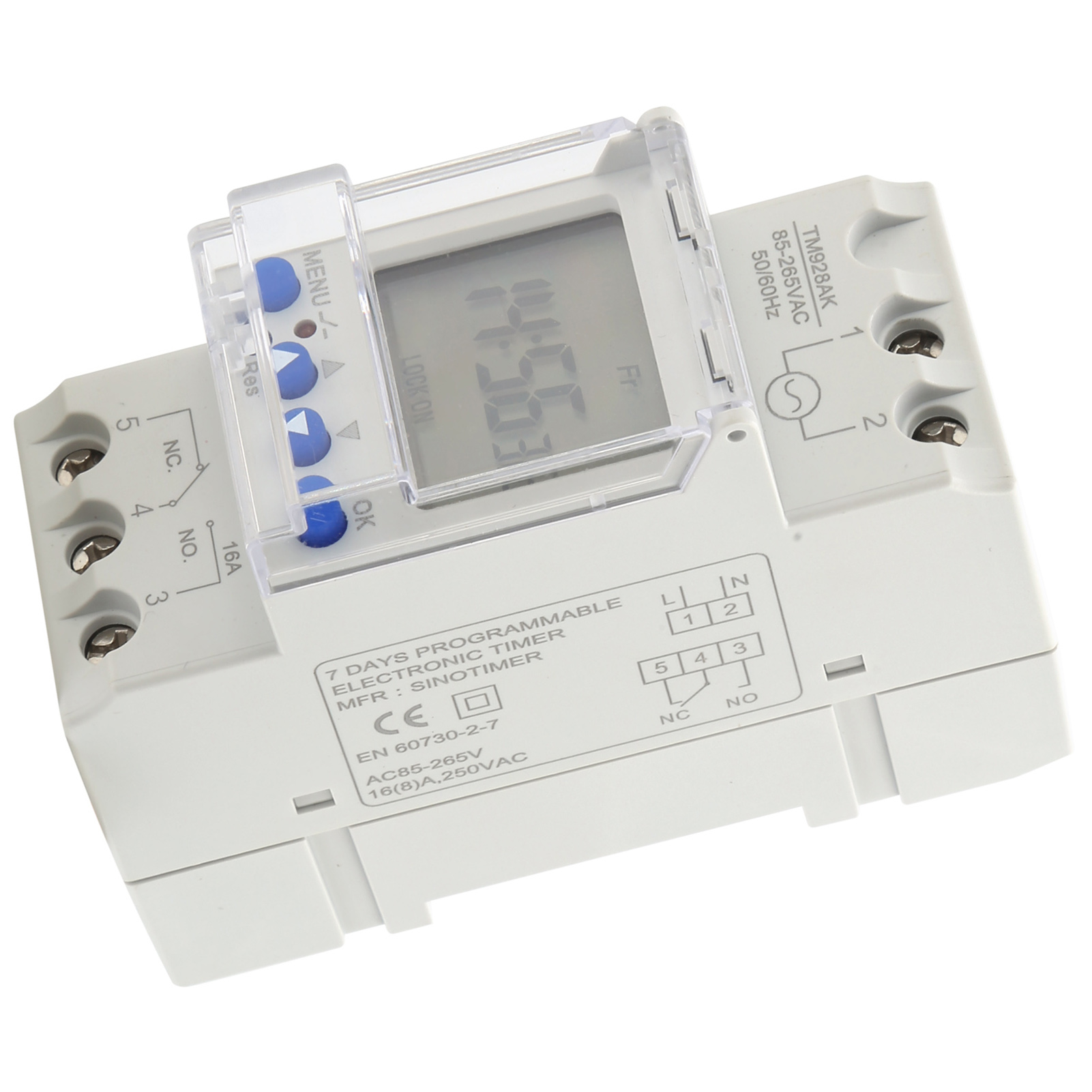 Programmierbarer Analog-digital-timer Für Din-schienenmontage, Großes Display, 85–265 V, 16 A