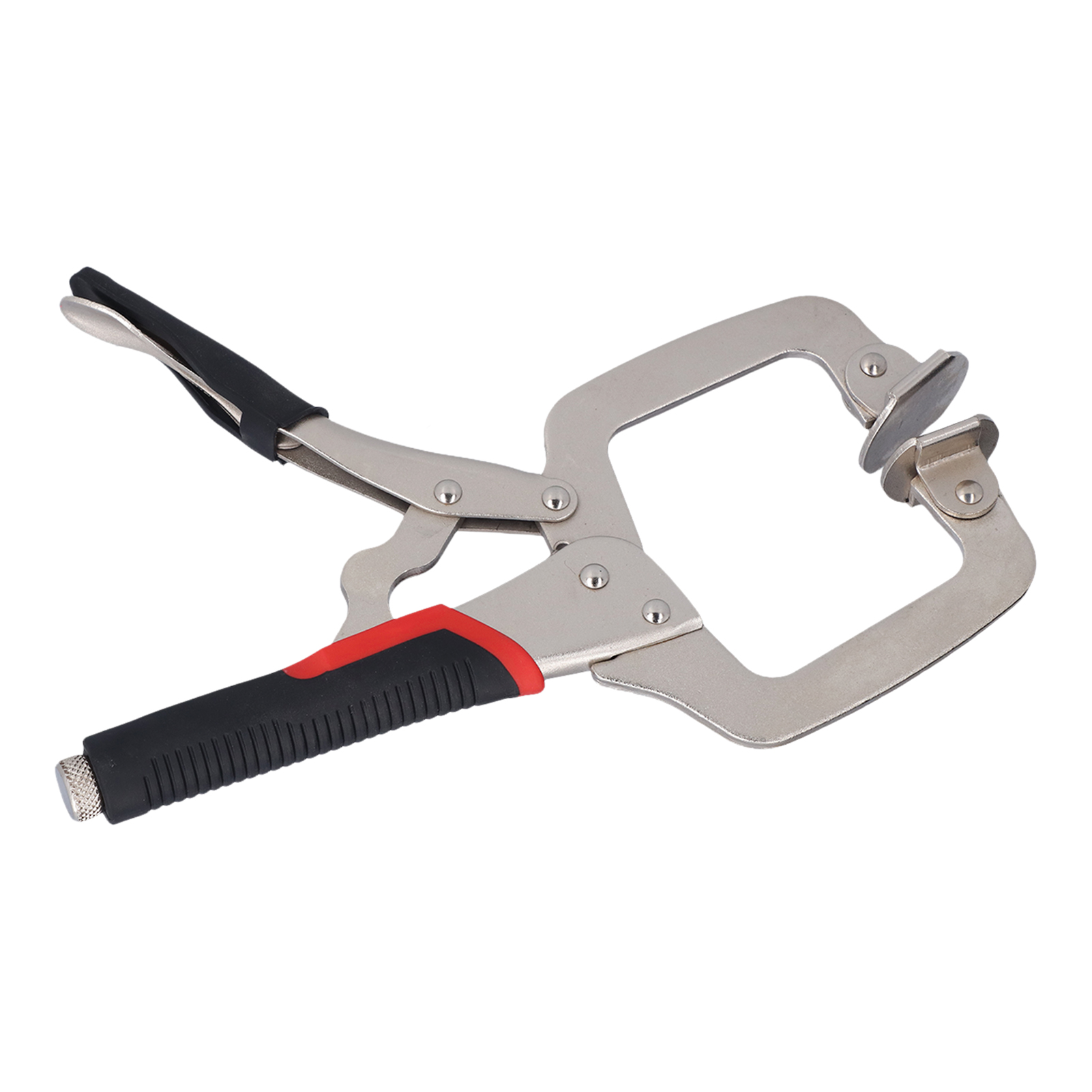 C-klemme Mit Komfortablem Schutzgriff Und Drehbarem Spannfutter, Zum Schweißen Und Für Holzarbeiten. Metallklemme Mit Taschenlochbohrung.