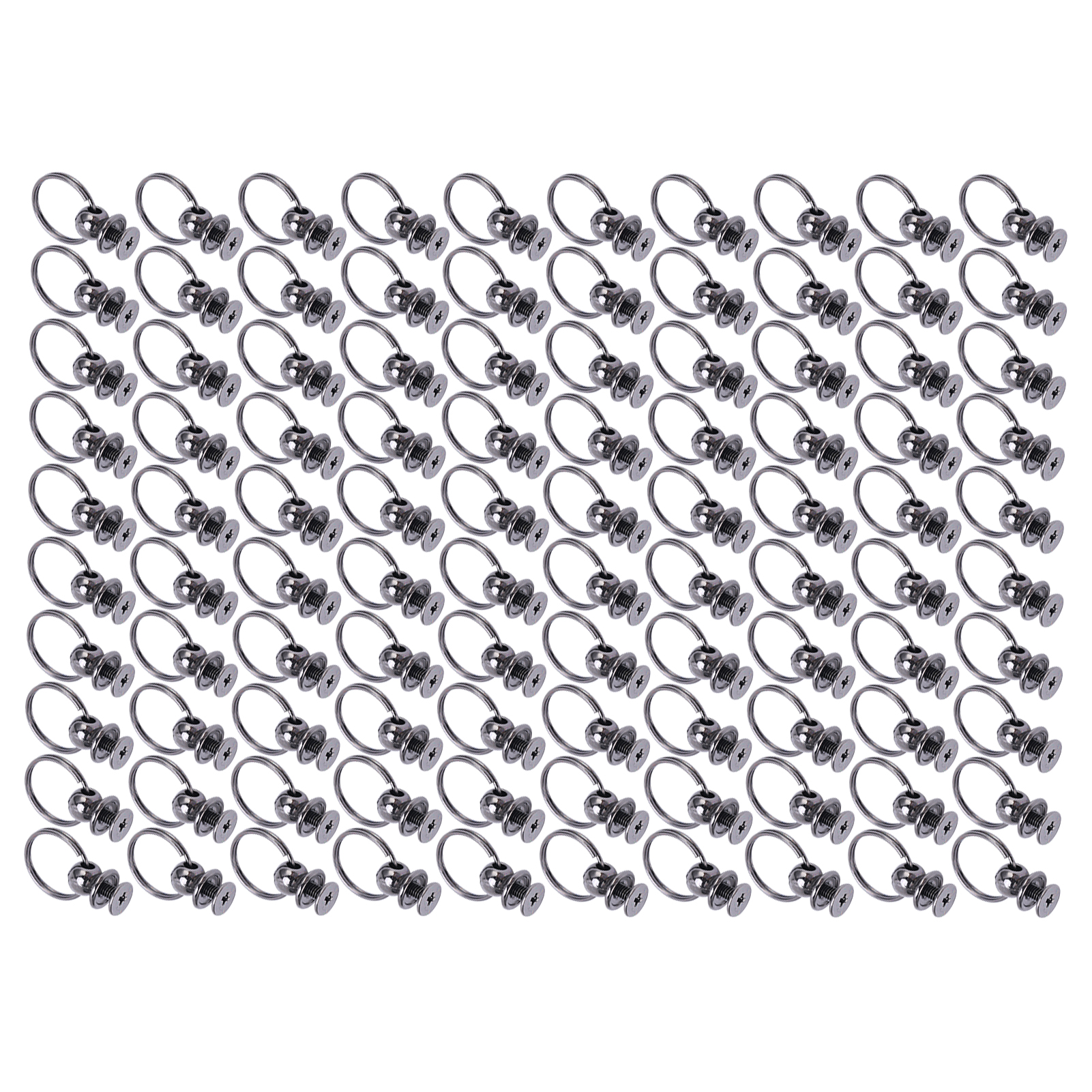 Packung Mit 100 Rundkopfnieten, 2,5 Mm (0,1 Zoll) Durchmesser, Aus Hellem Kupfer, Robust, Mit Zugring Für Etuis Und Lederwaren (silberne Und Schwarze Farbe).