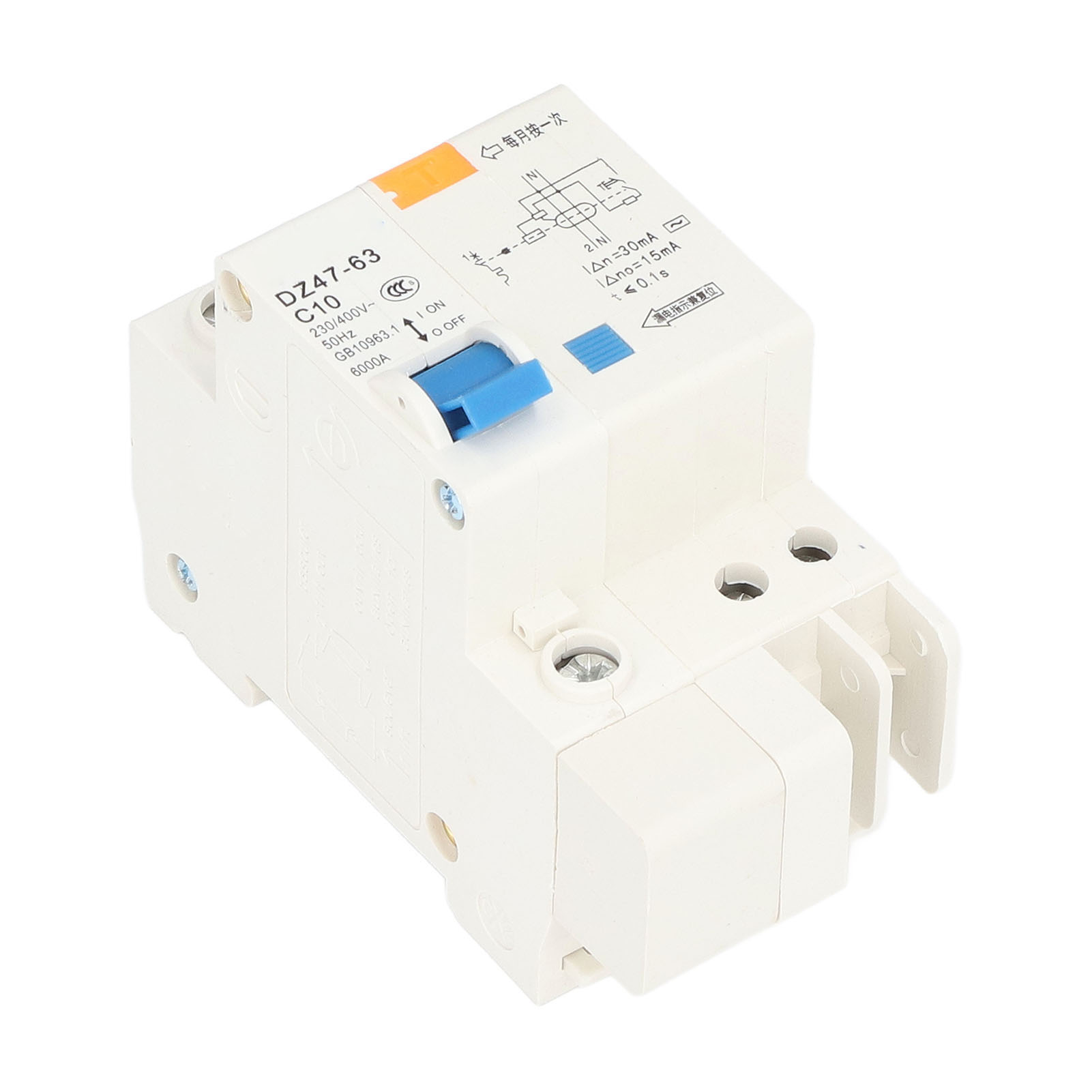 Leitungsschutzschalter (mcb) 1p+n 10a 230v 400v 30ma, 6000a Abschaltvermögen Für Den Hausgebrauch
