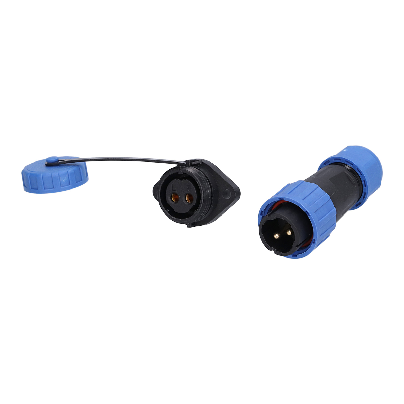 Wasserdichter 2-poliger Stecker Ip68, 250 V 20 A Luftfahrt-stromanschlussdose Mit Flansch Für Lp16-kabel