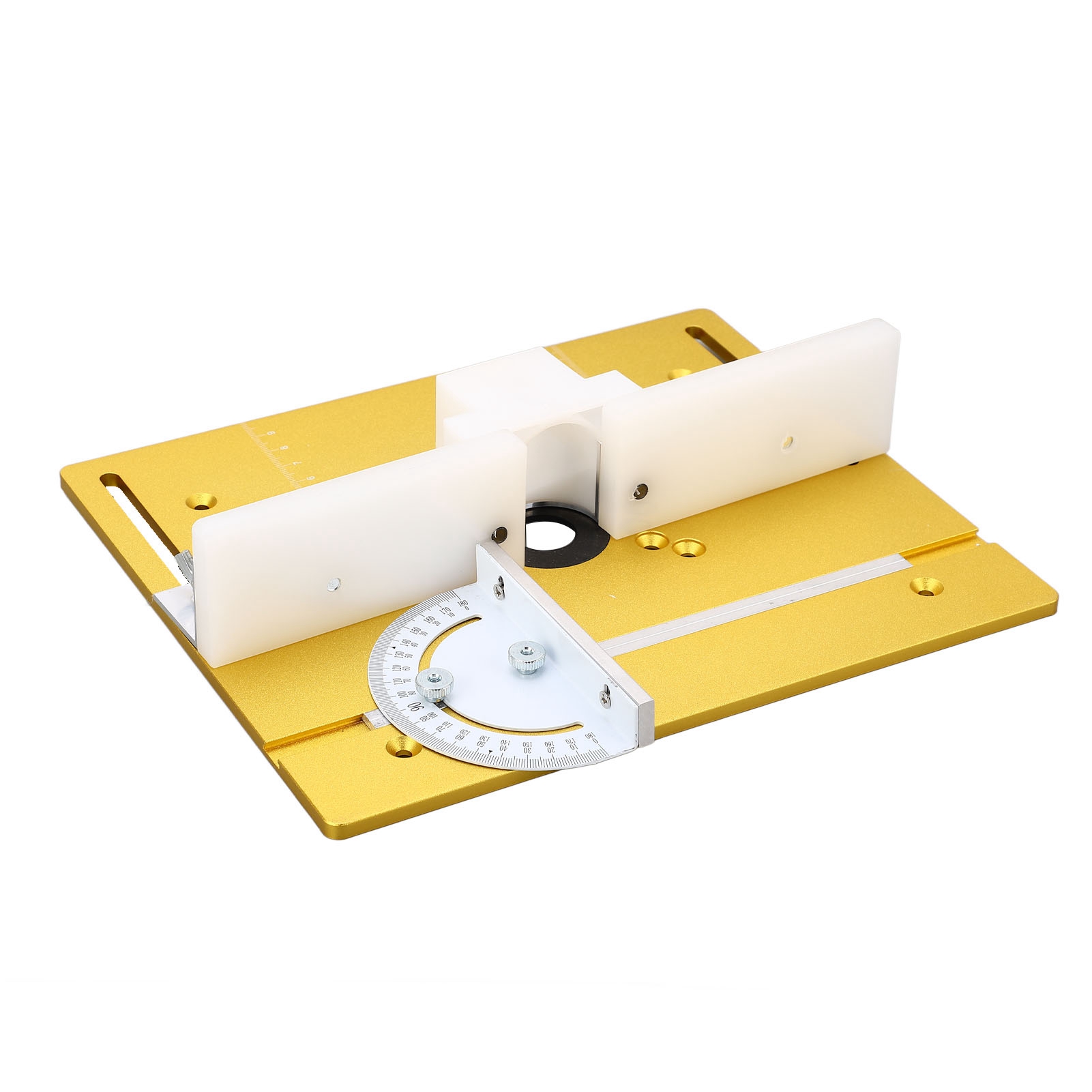 Grundplatte Aus Aluminium Für Frästisch, Mit Klappbarer Metallplatte Und Holzbearbeitungseinsatz.