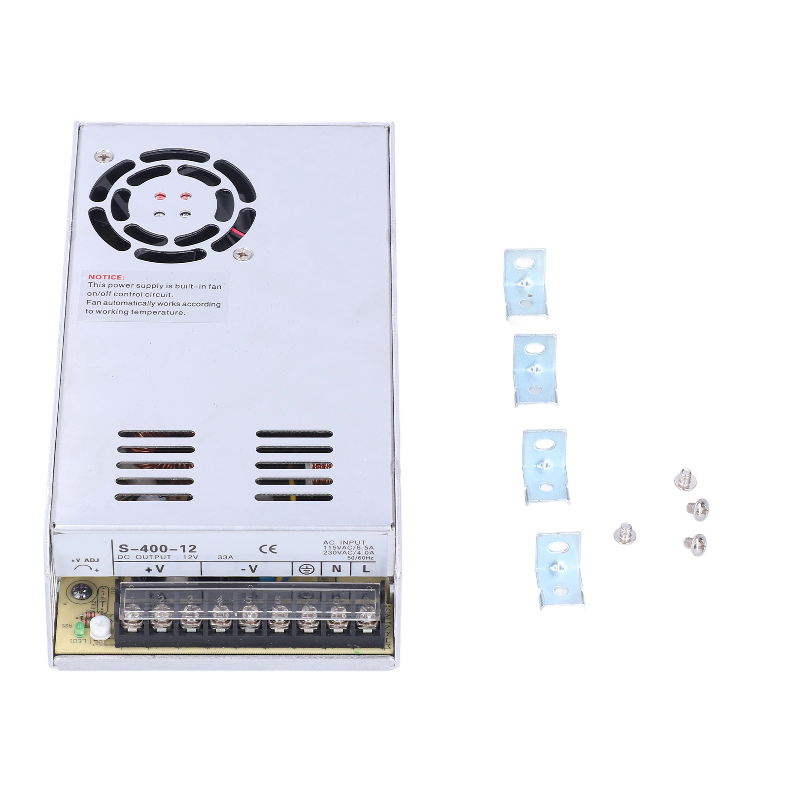 Gleichstrom-schaltnetzteil Mit Klemmen, Gehäuse Aus Aluminiumlegierung, 400 W, Für Die Umwandlung Von 115–230 V Wechselspannung, S-400-12, 12 V/33 A