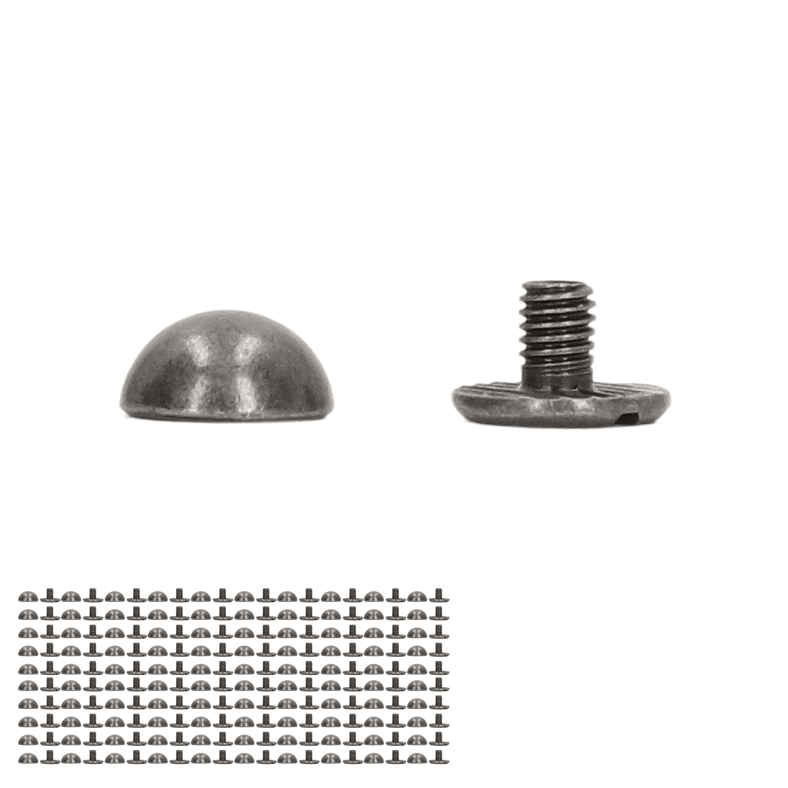 Set Mit 100 8-mm-ledernieten, Kleine, Handliche, Runde, Pilzförmige Nieten Aus Galvanisierter Hartlegierung, Silbergrau