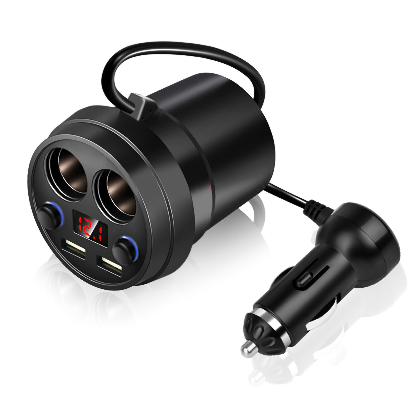Doppel-usb-autoladegerät Mit Kabel Und Multifunktionalem Zigarettenanzünder Für Handy Und Tablet.