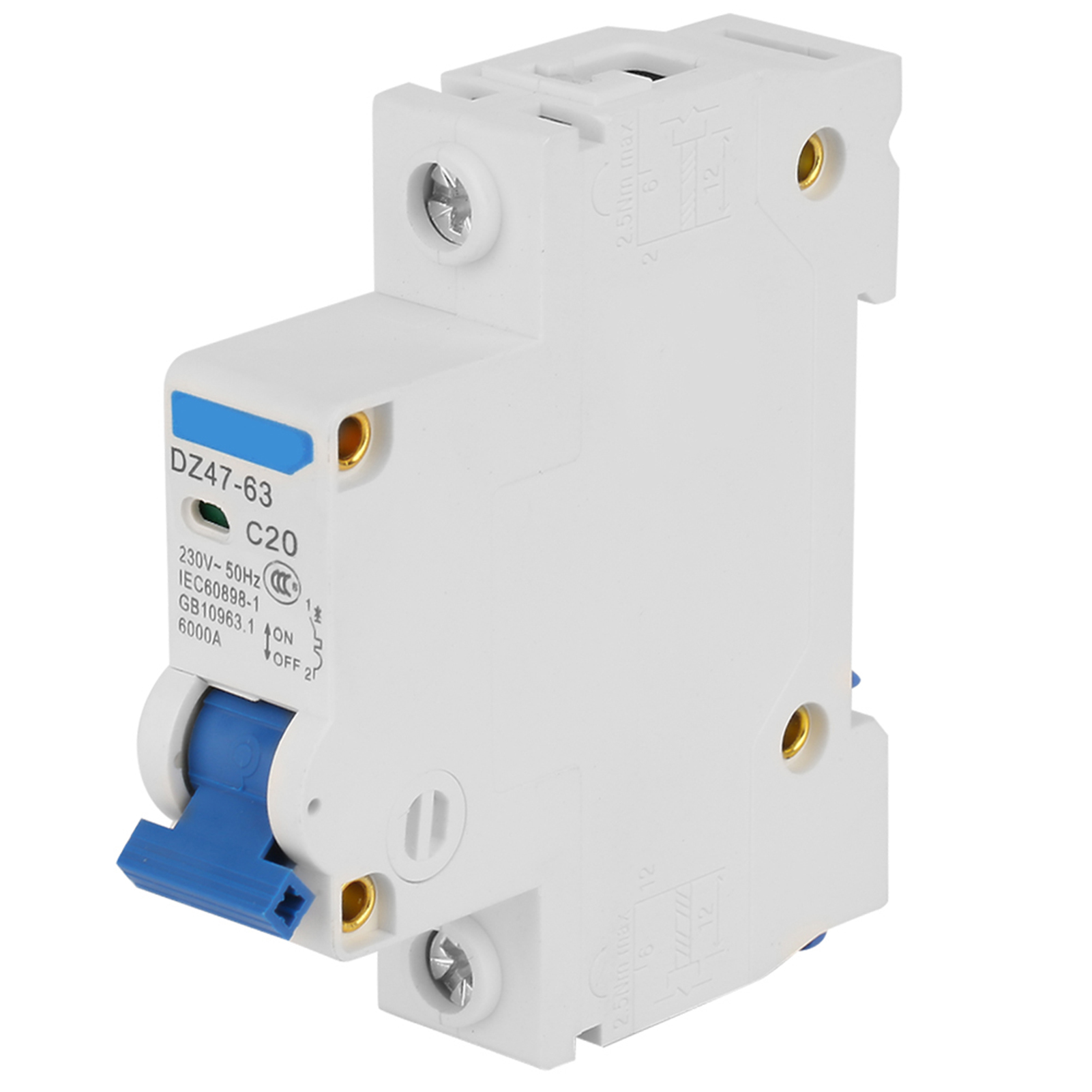 Miniatur-1p-leistungsschalter Für Kleine Generatoren Dz47-63 230 V 20 A