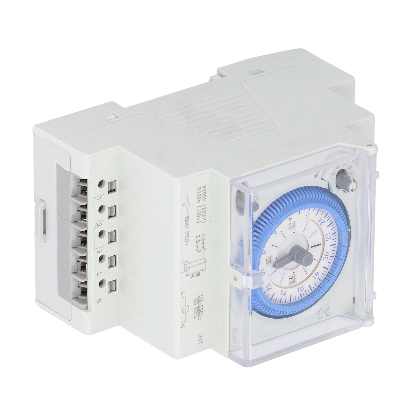Mechanischer 24-stunden-timer Auf Din-schiene Mit Gangreserve, Konform Mit Der Norm Sul 181d, 110–230 V