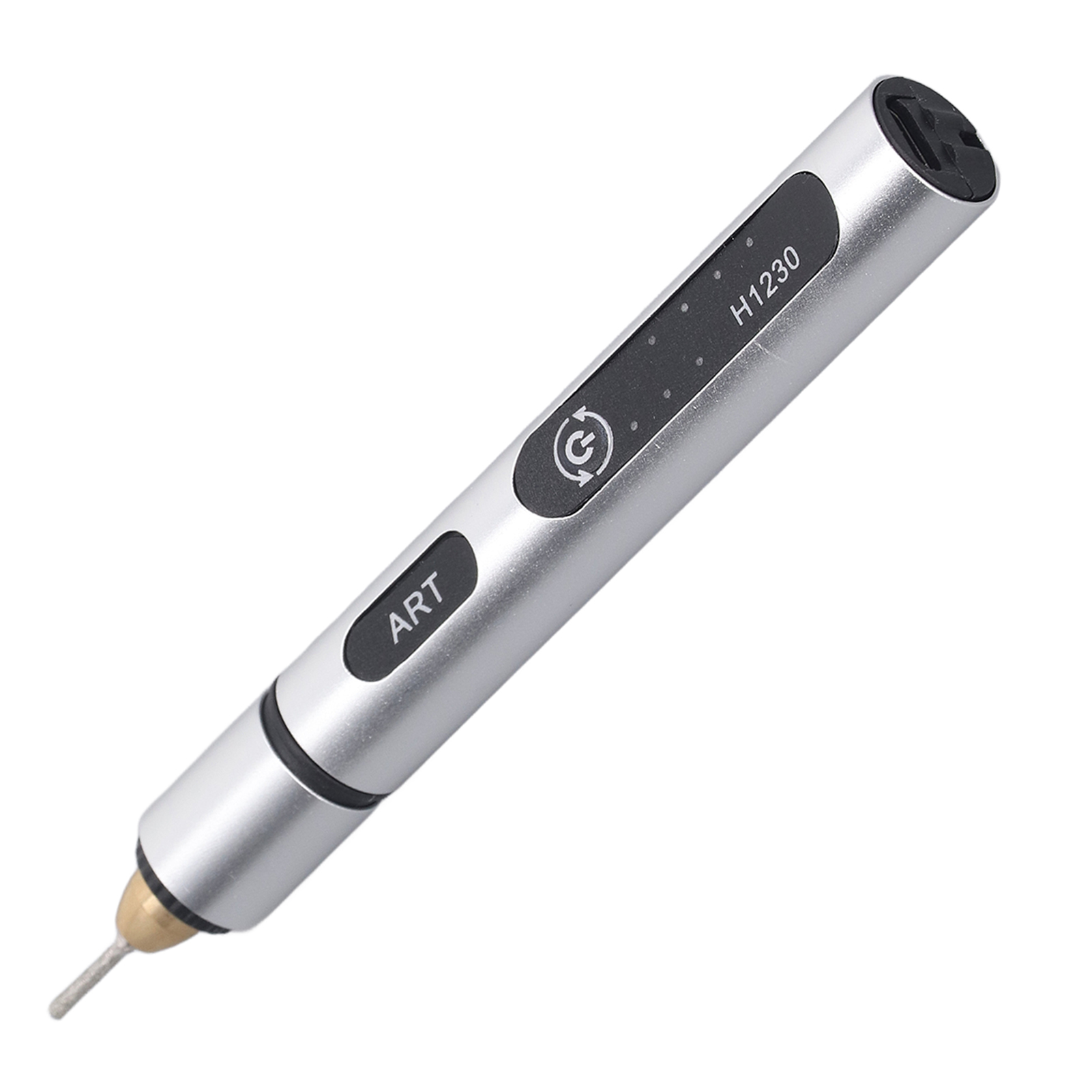 Elektrischer Gravierstift, Mini-graviergerät Aus Aluminiumlegierung, Tragbar, Usb-aufladbar, Mit 4 Aufsätzen, 5 V, Silberfarben