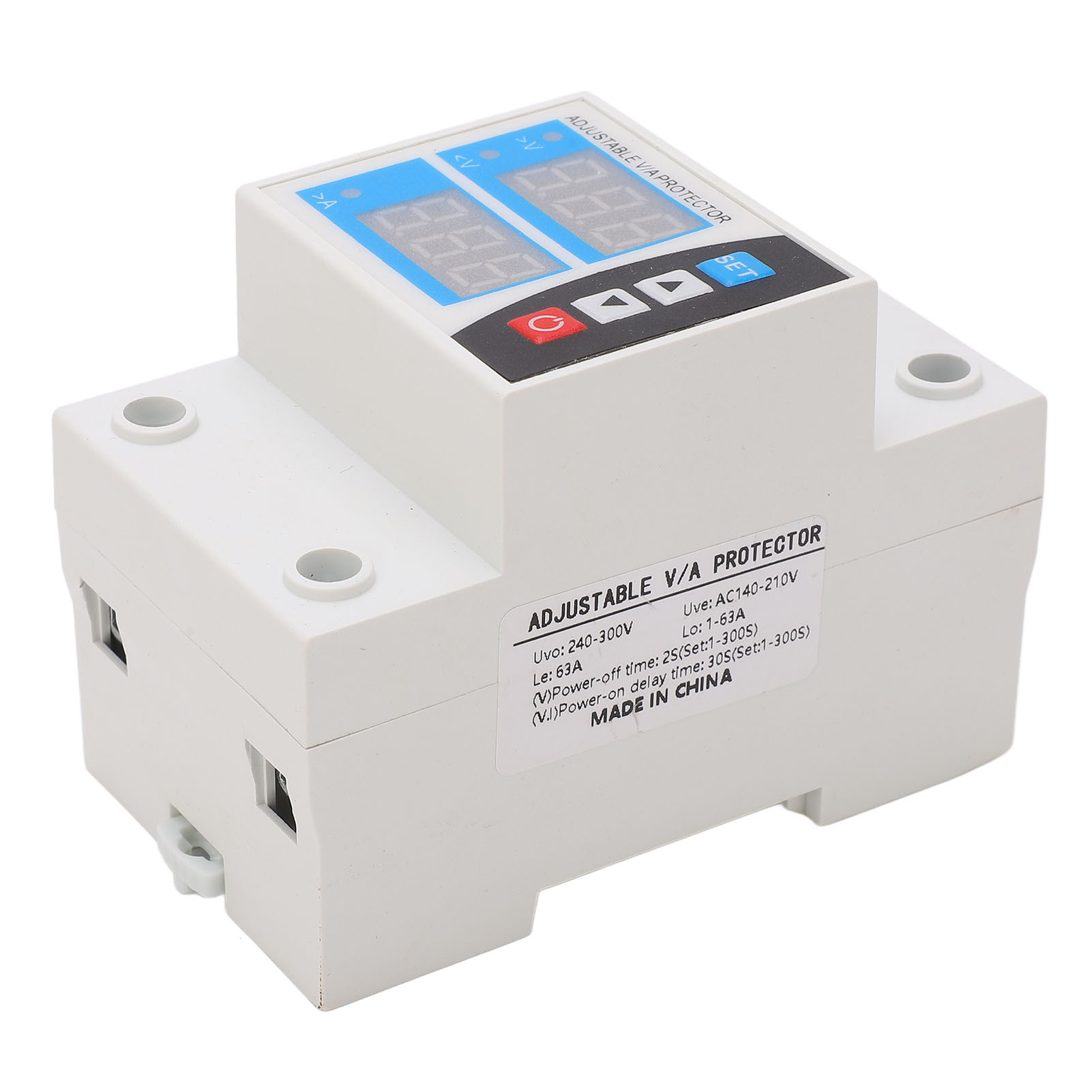 Überspannungs- Und Unterspannungsschutzgerät, Strombegrenzer, Din-schienenmontage, Einstellbar, 2 Anzeigen, Automatische Rückstellung, 240 V 300 V, 63 A